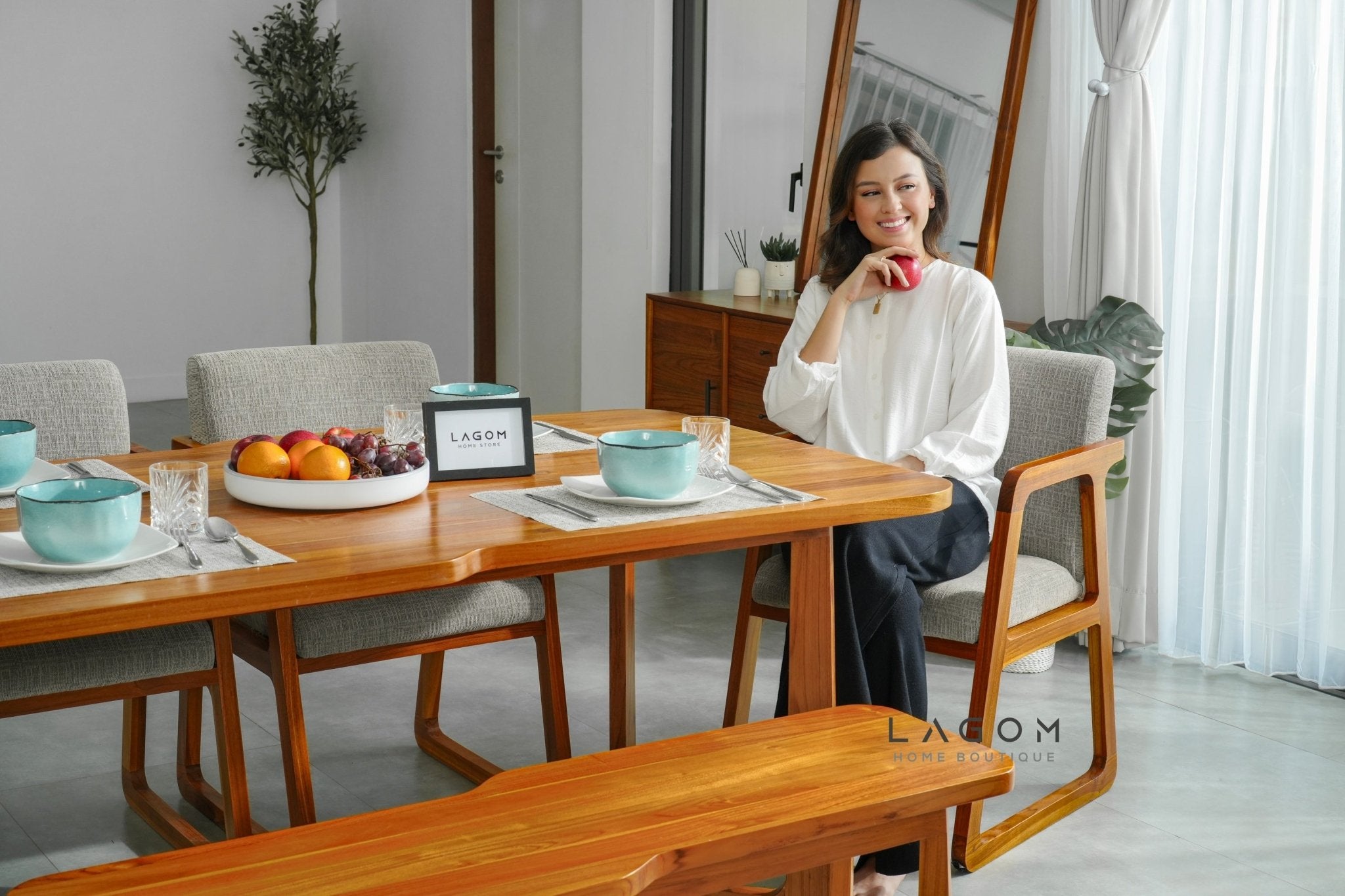 Teak Office & Dining Chair with Premium Cushion - Chair - Lagom Home Boutique