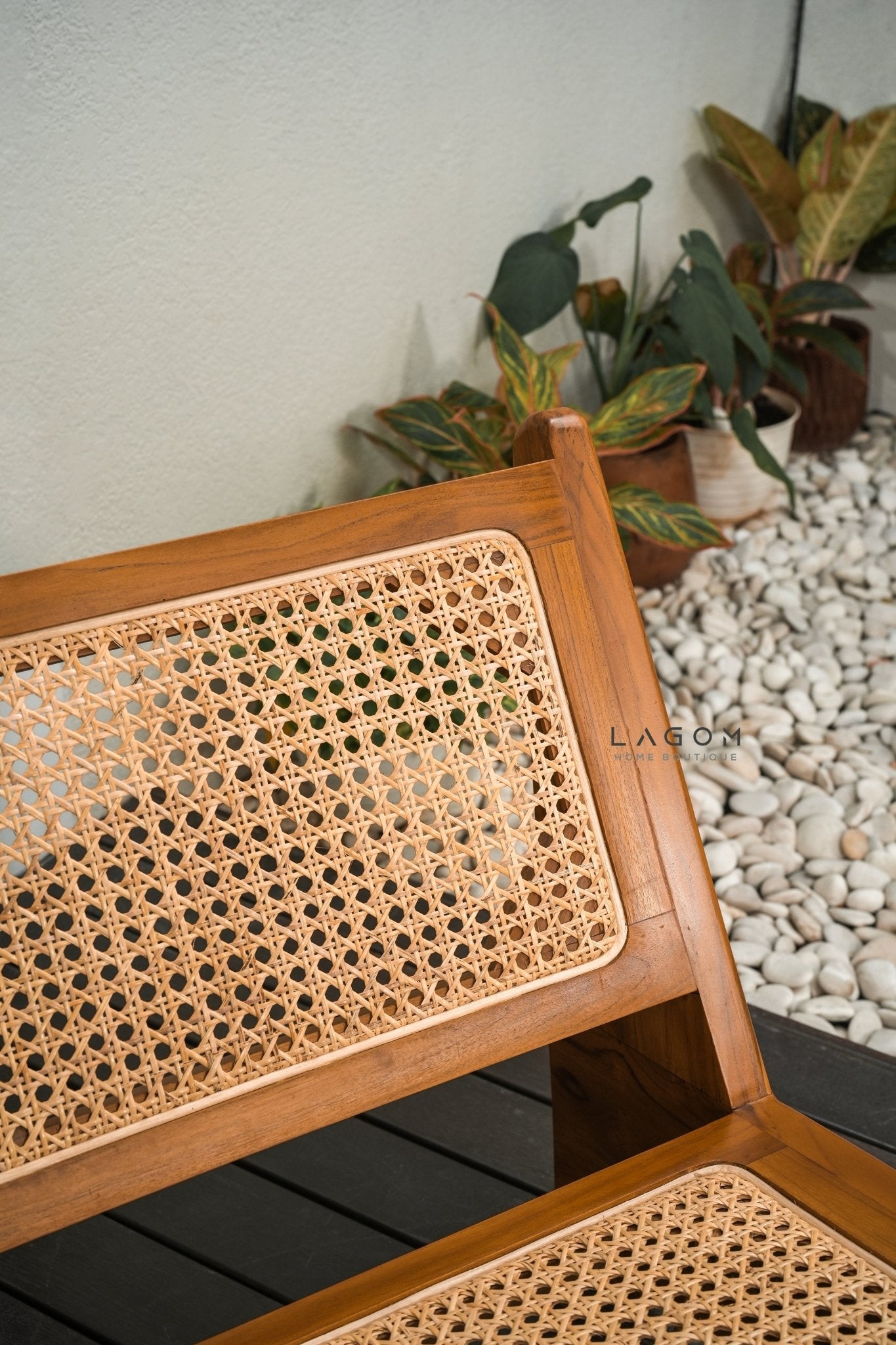 Teak & Rattan Lounge Chair for Indoor & Semi - Outdoor Spaces - Chair - Lagom Home Boutique
