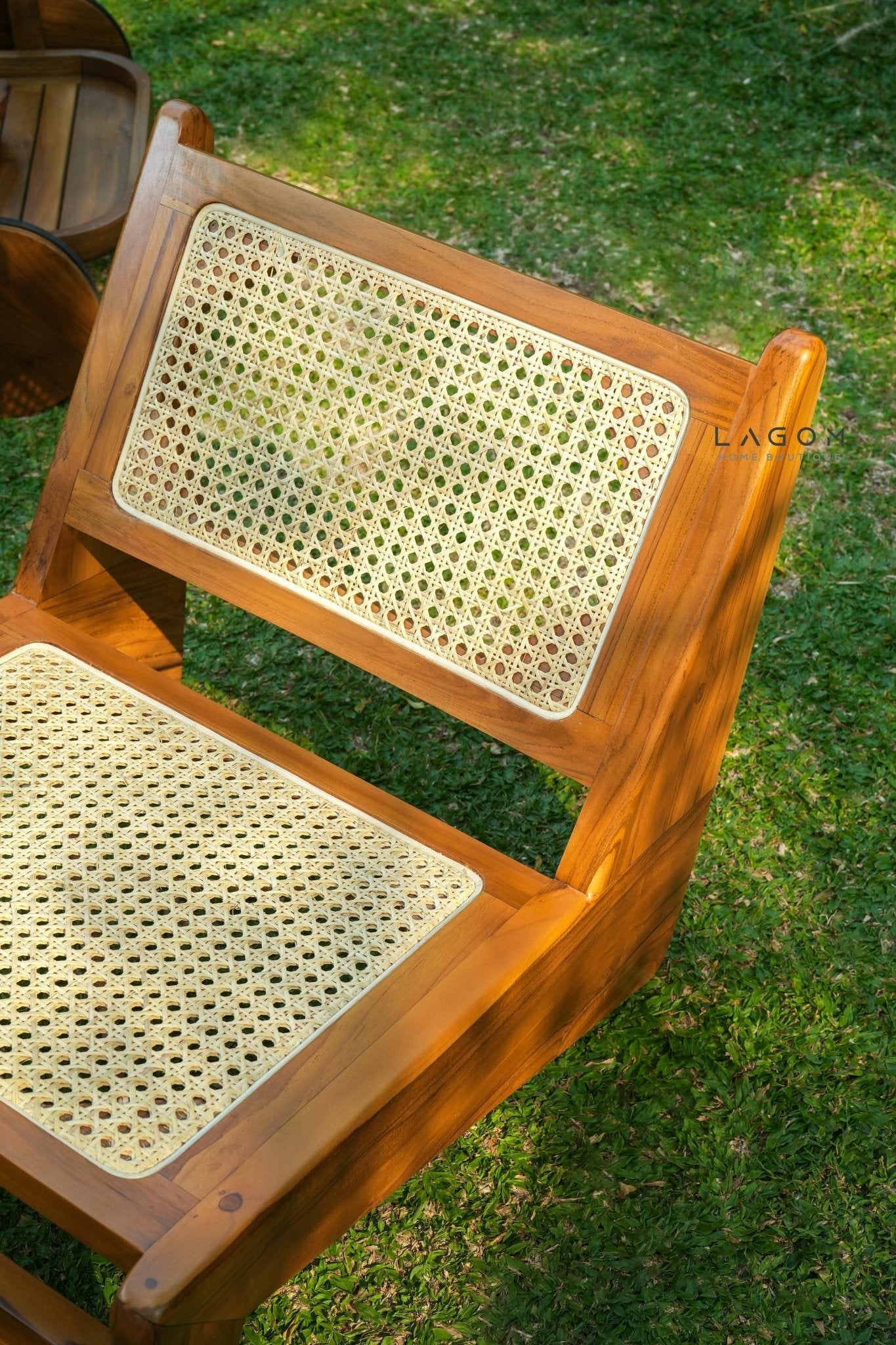 Teak & Rattan Lounge Chair for Indoor & Semi - Outdoor Spaces - Chair - Lagom Home Boutique