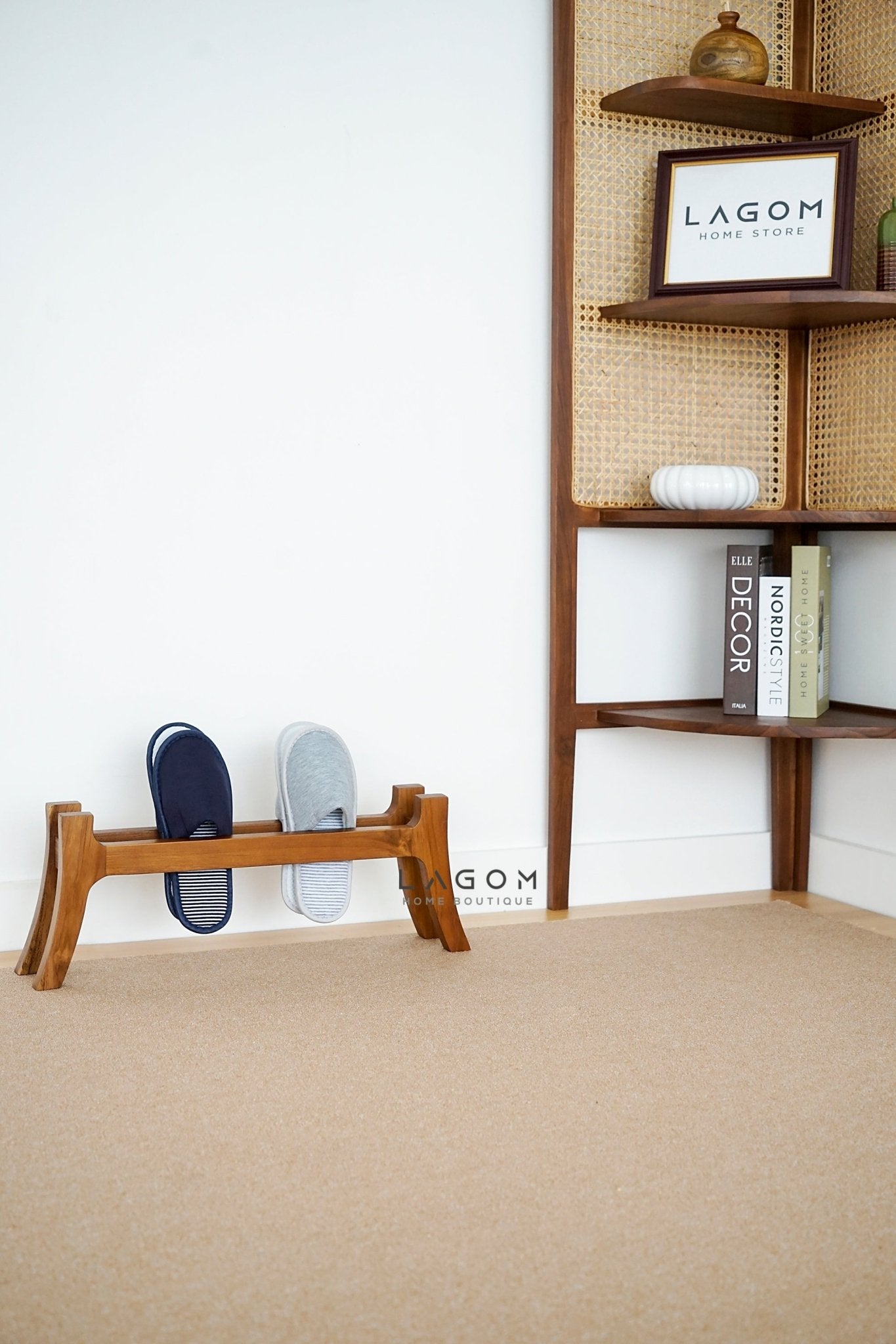 Teak Sandal/Slipper Rack - Shoe Rack - Lagom Home Boutique