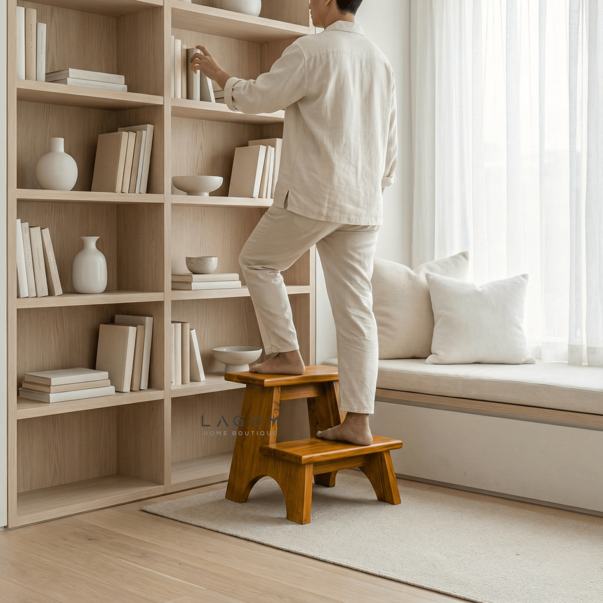 Teak Wood 2 - Step Stool - Step Stool - Lagom Home Boutique