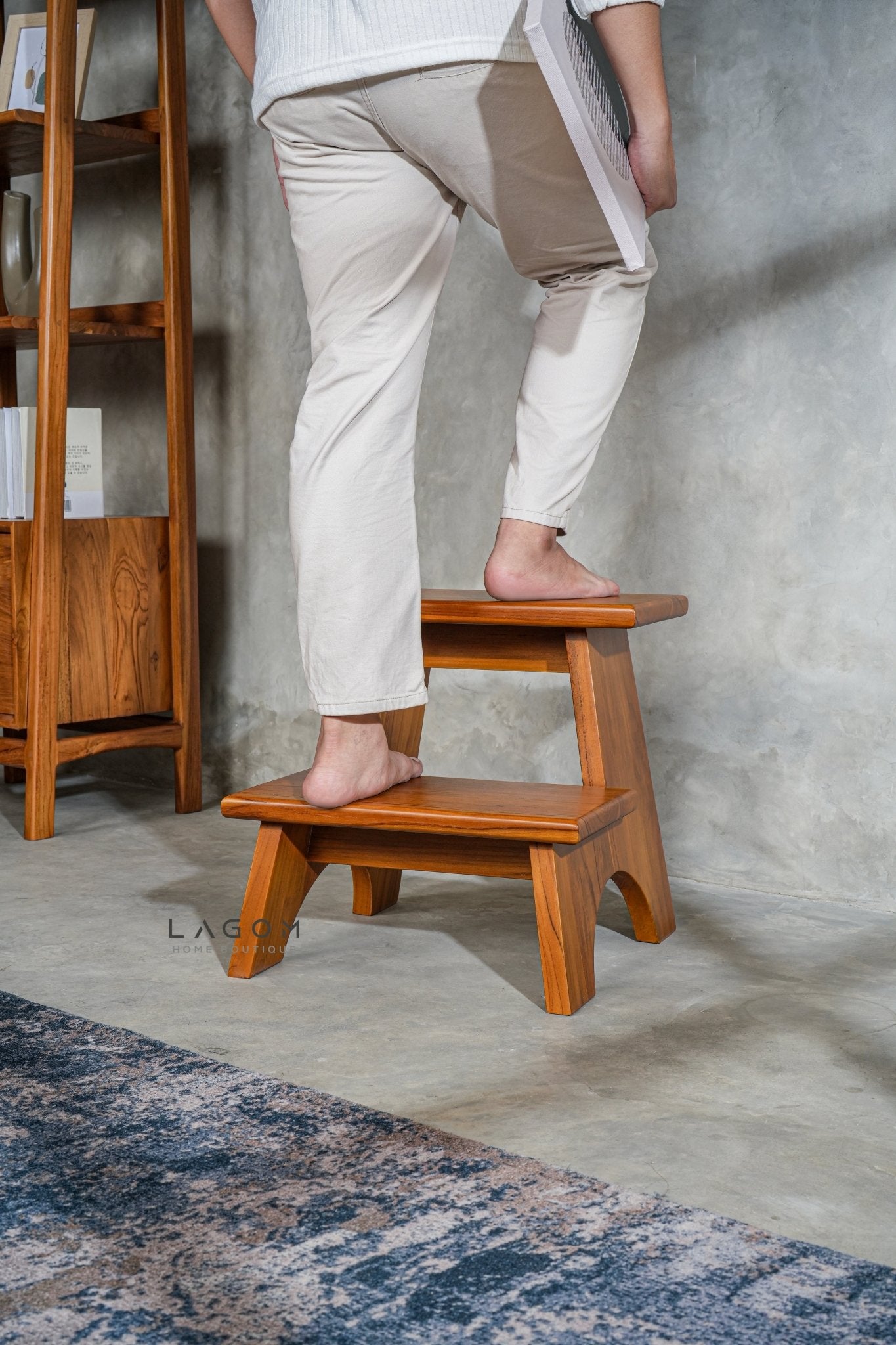 Teak Wood 2 - Step Stool - Step Stool - Lagom Home Boutique