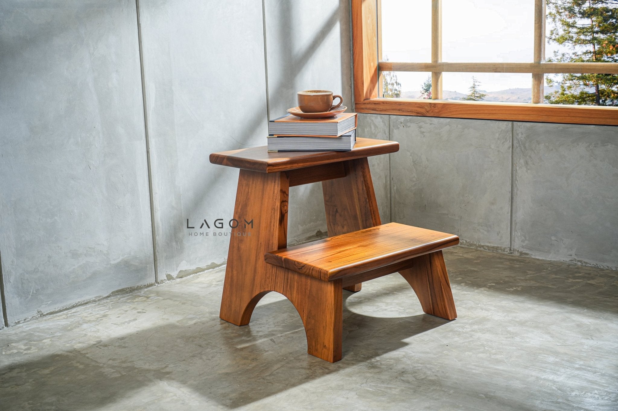 Teak Wood 2 - Step Stool - Step Stool - Lagom Home Boutique
