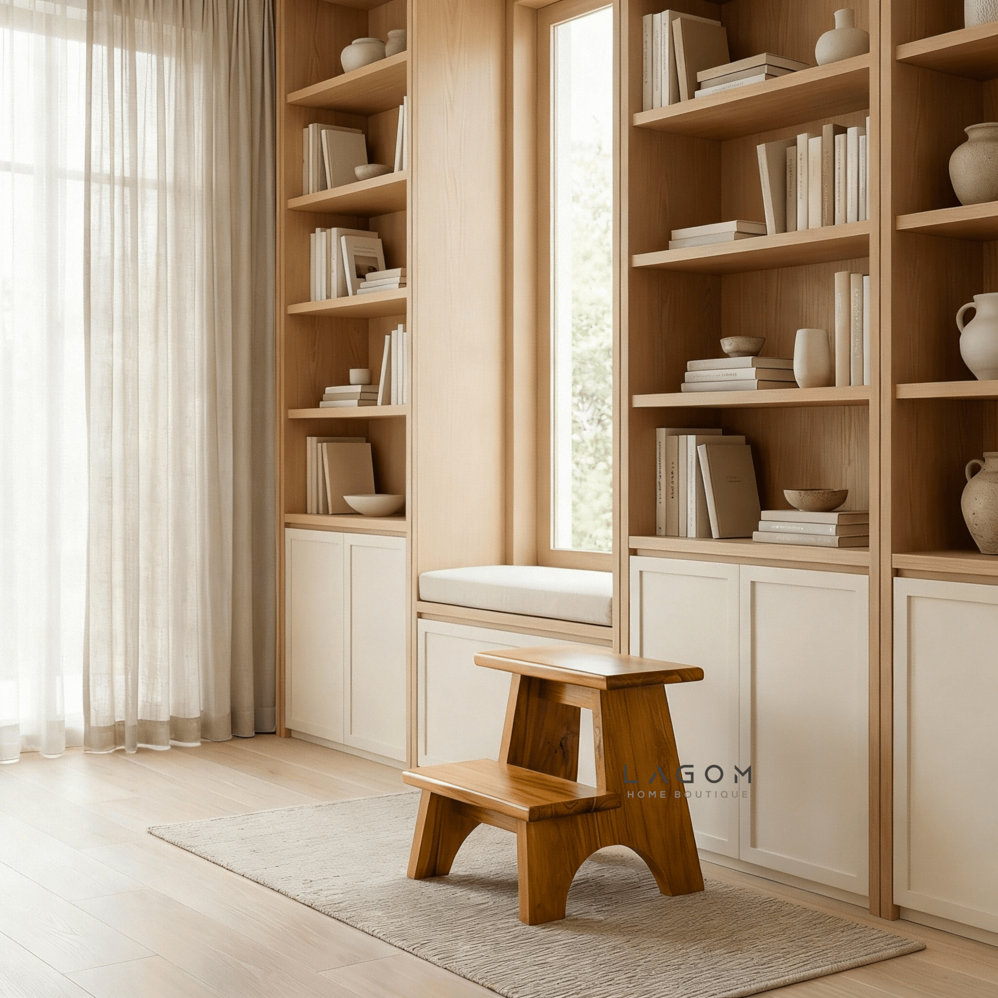 Teak Wood 2 - Step Stool - Step Stool - Lagom Home Boutique