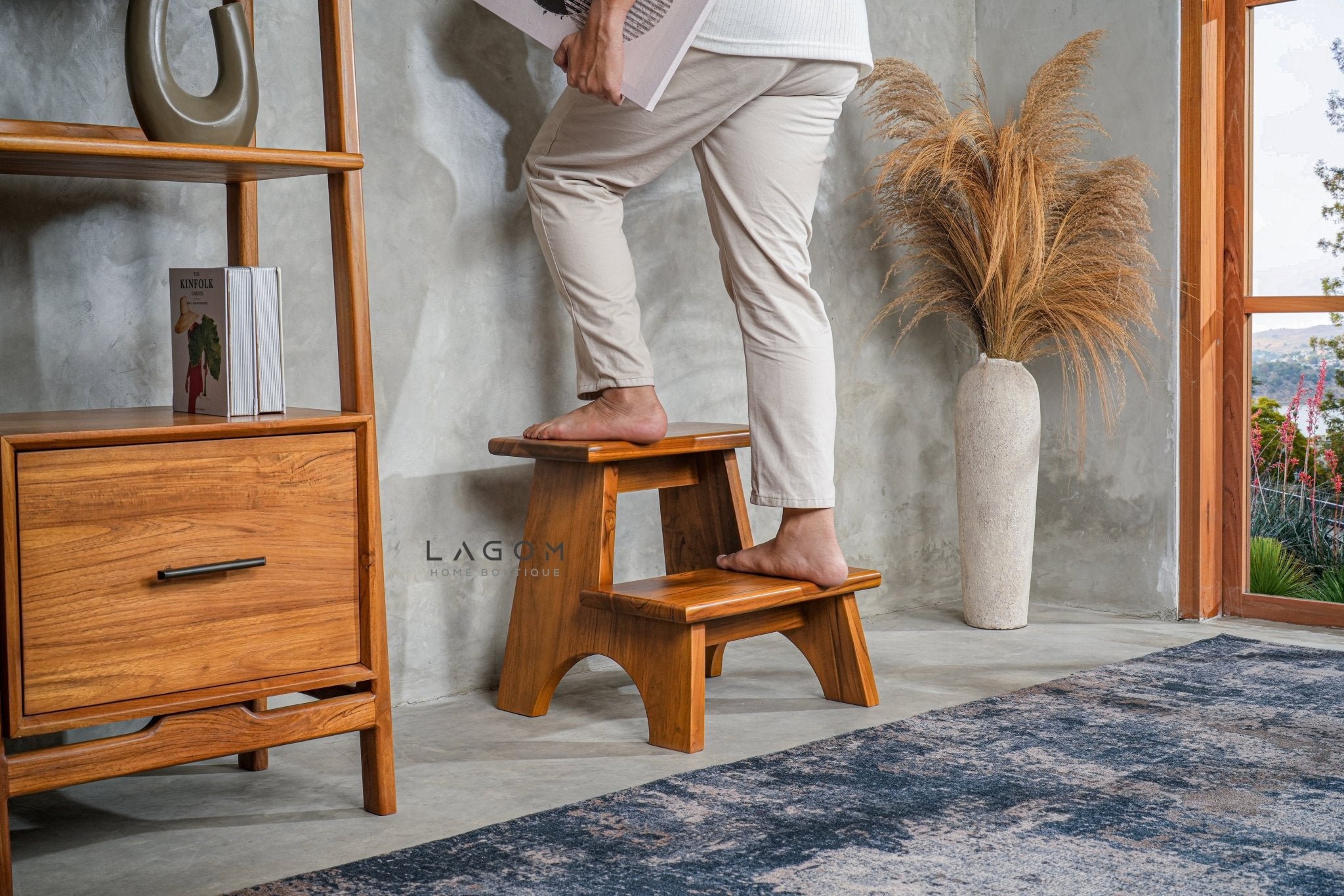 Teak Wood 2 - Step Stool - Step Stool - Lagom Home Boutique