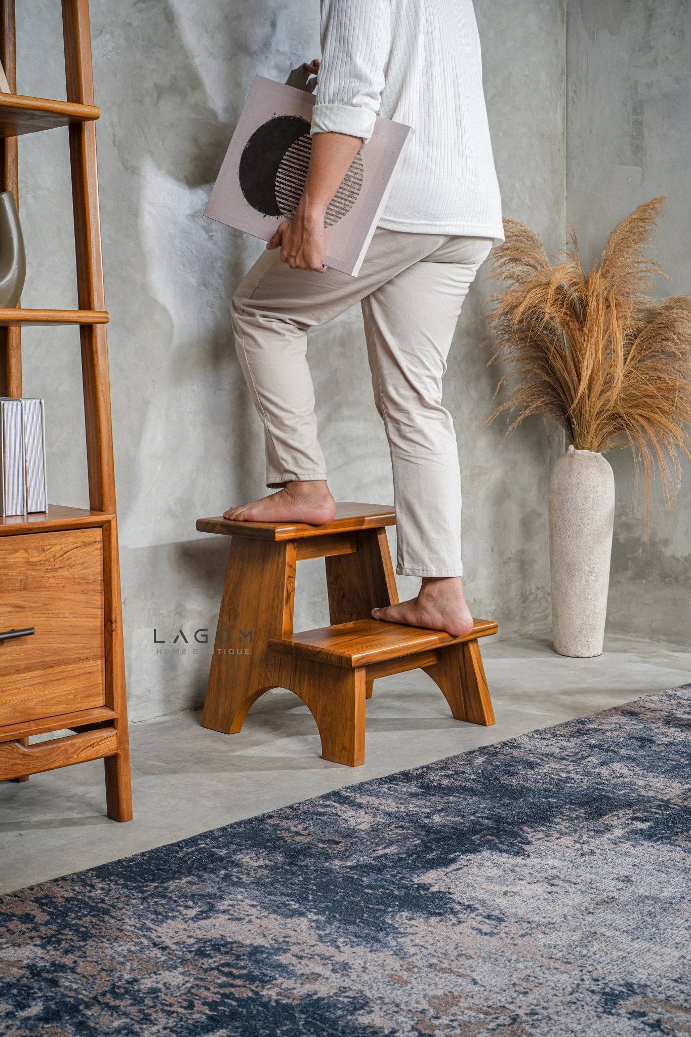 Teak Wood 2 - Step Stool - Step Stool - Lagom Home Boutique