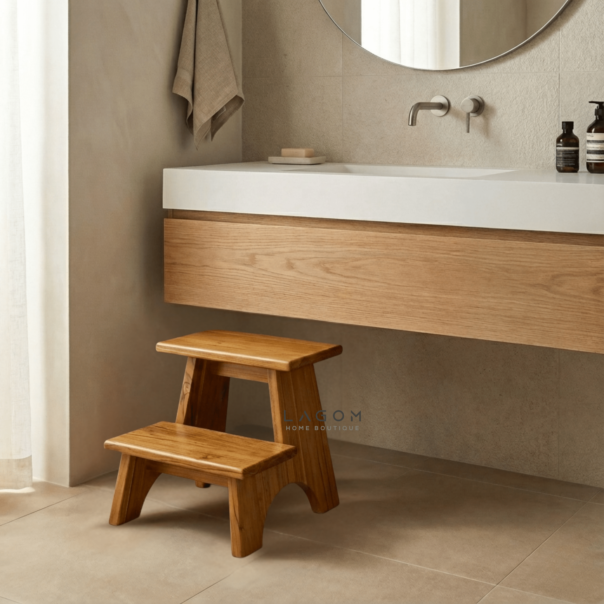 Teak Wood 2 - Step Stool - Step Stool - Lagom Home Boutique