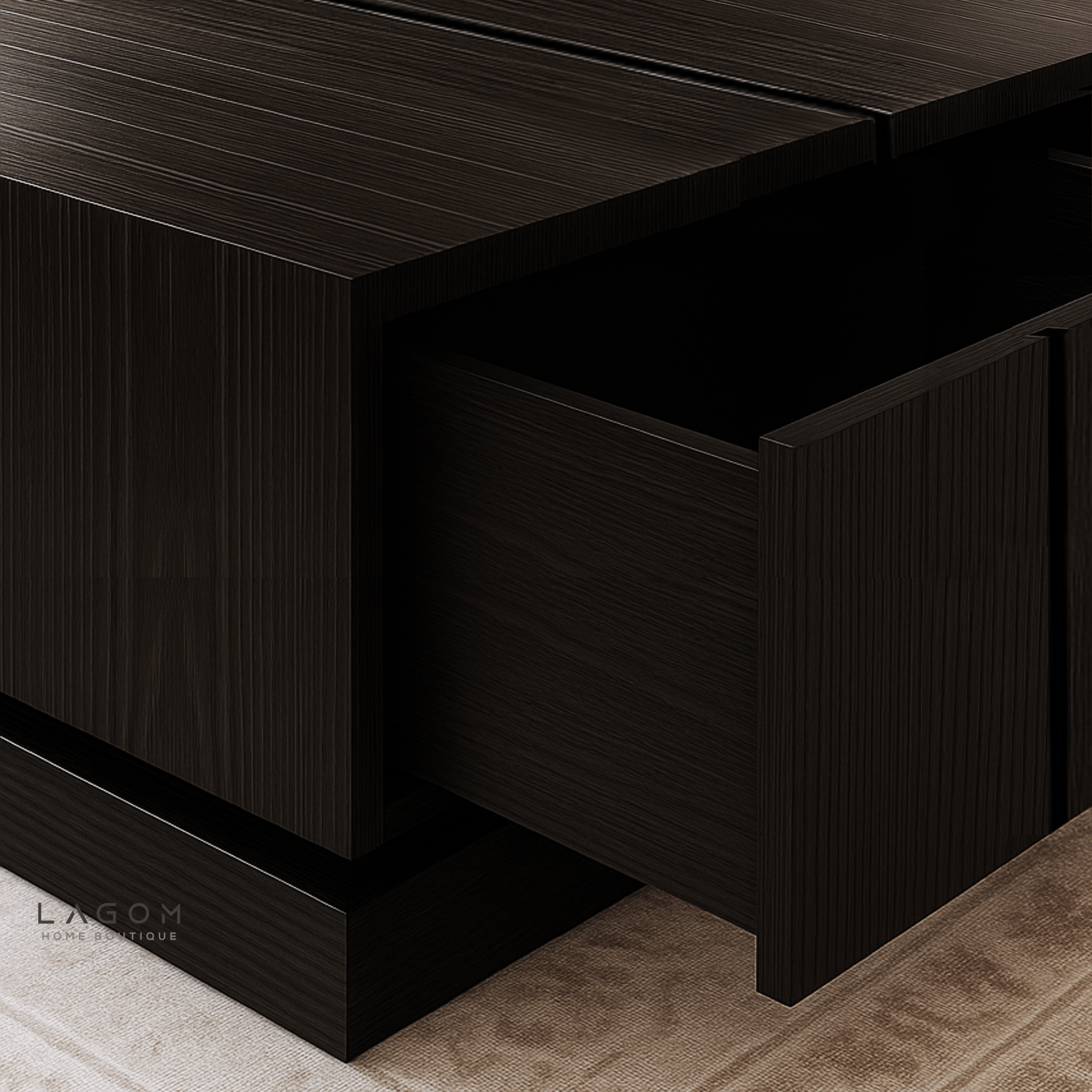 Teak Wood Coffee Table with Hidden Storage - Coffee Table - Lagom Home Boutique