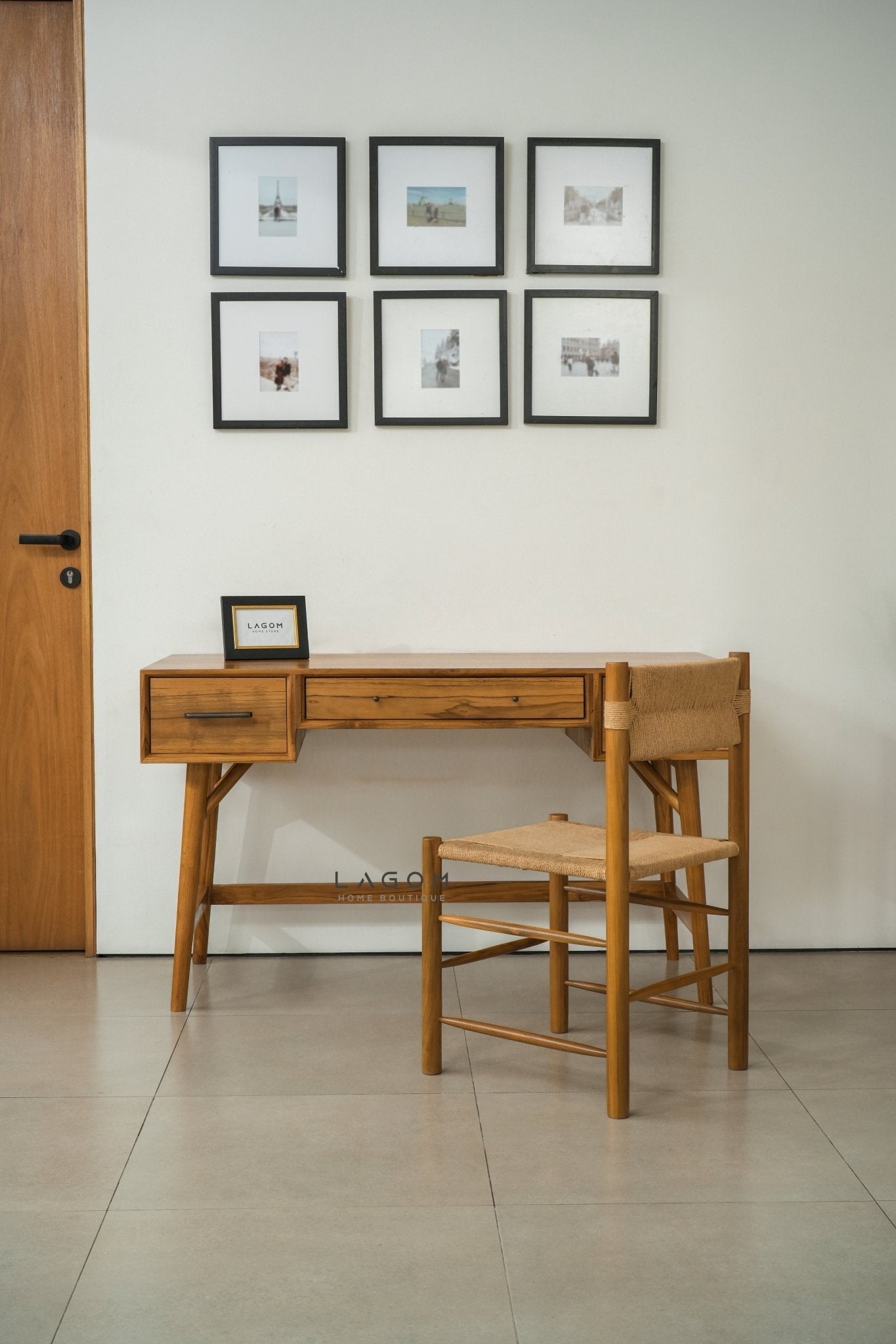 Teak Wood Desk with Seamless Drawers - Desk - Lagom Home Boutique