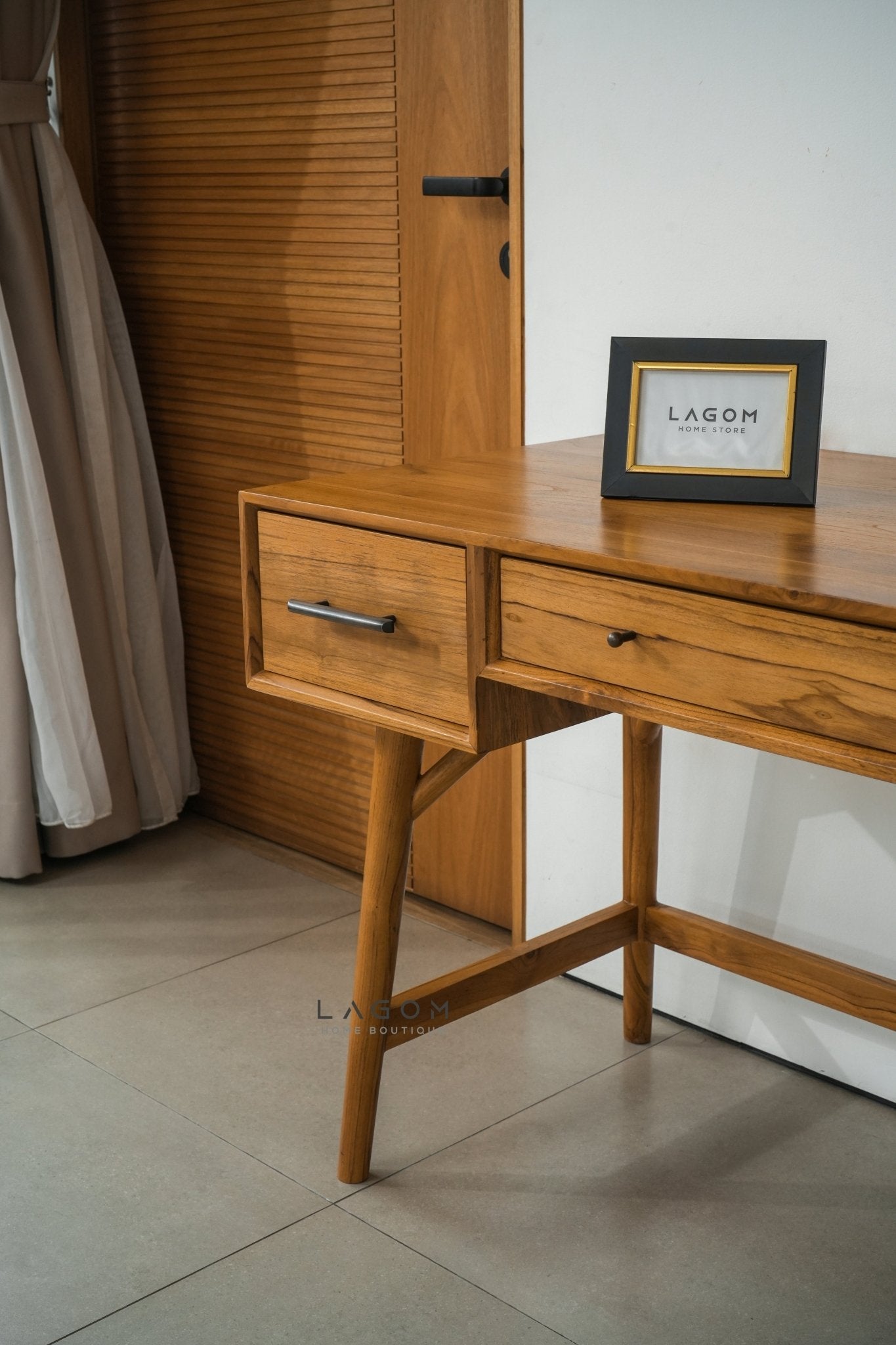 Teak Wood Desk with Seamless Drawers - Desk - Lagom Home Boutique
