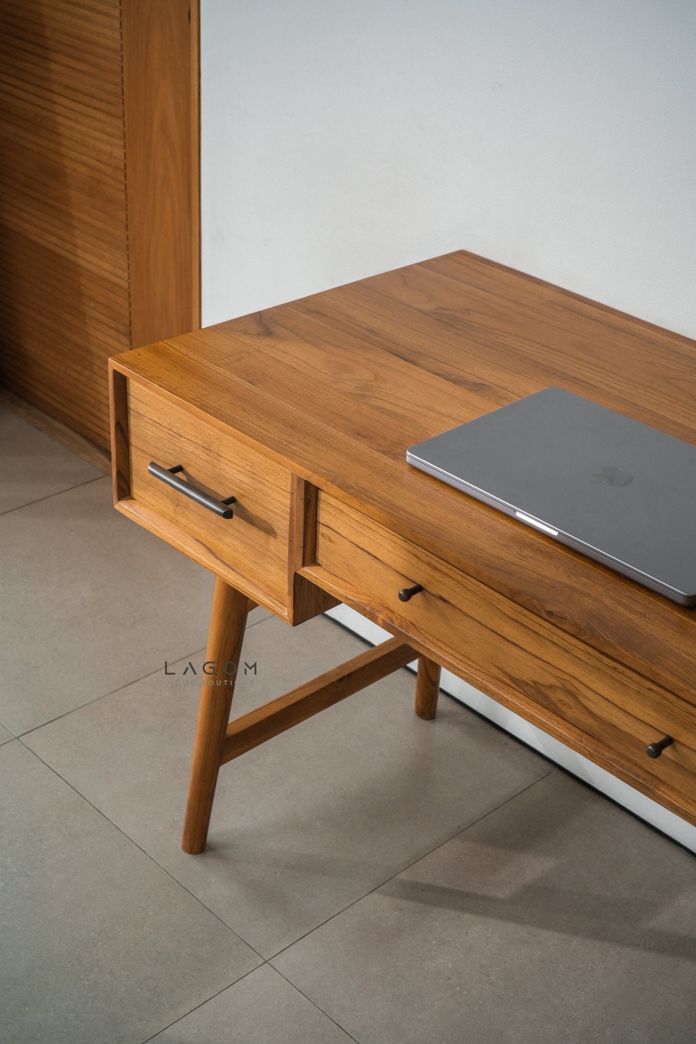Teak Wood Desk with Seamless Drawers - Desk - Lagom Home Boutique