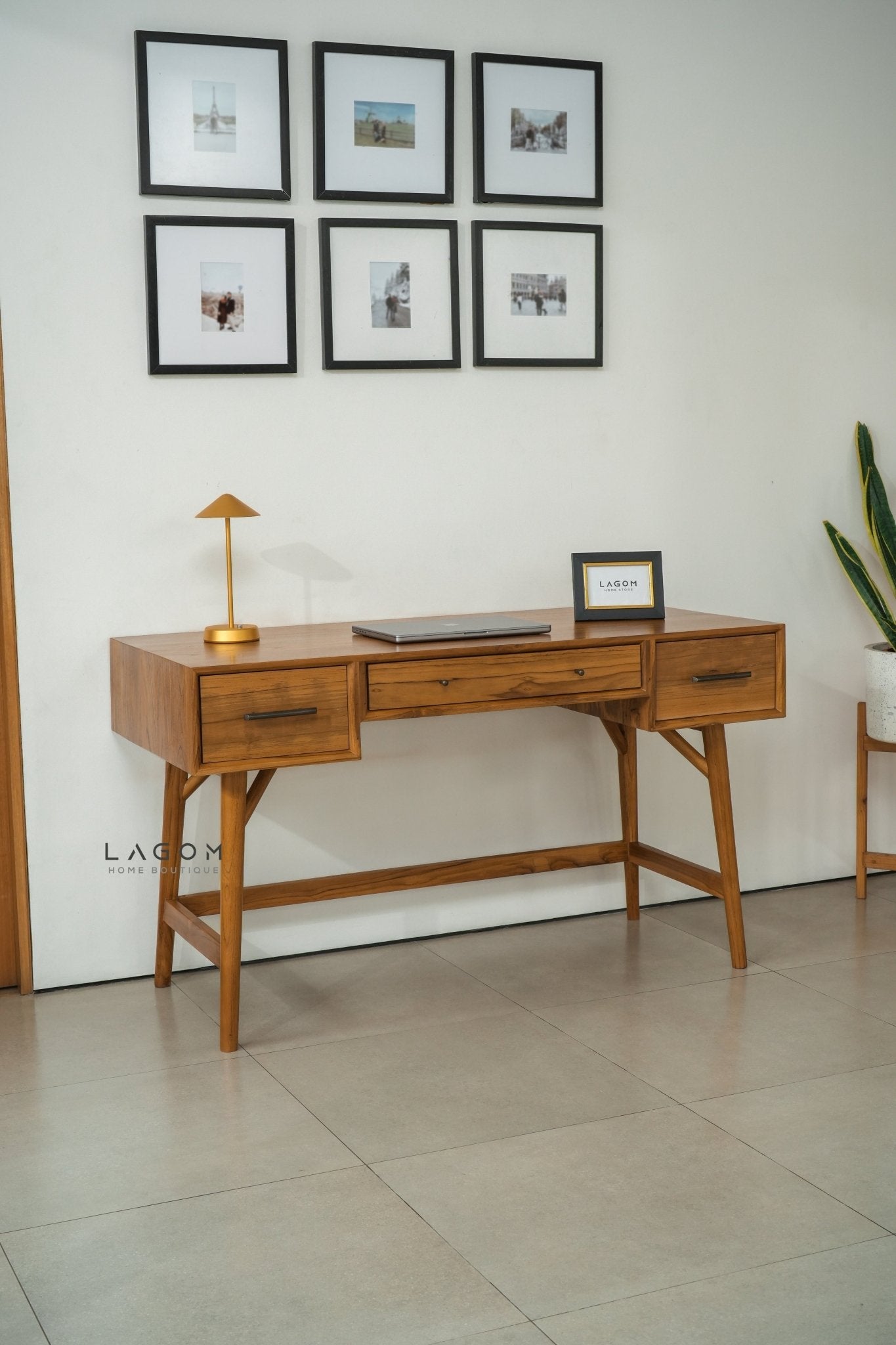 Teak Wood Desk with Seamless Drawers - Desk - Lagom Home Boutique