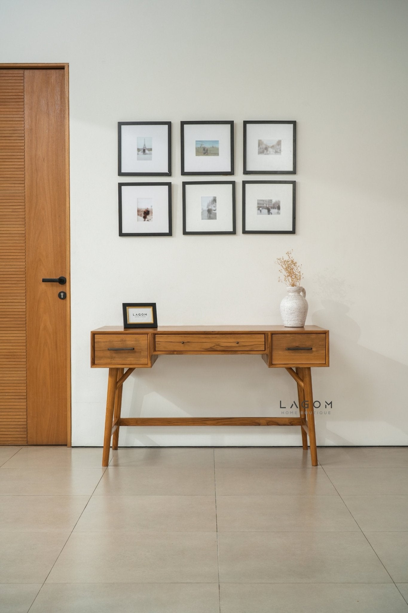 Teak Wood Desk with Seamless Drawers - Desk - Lagom Home Boutique