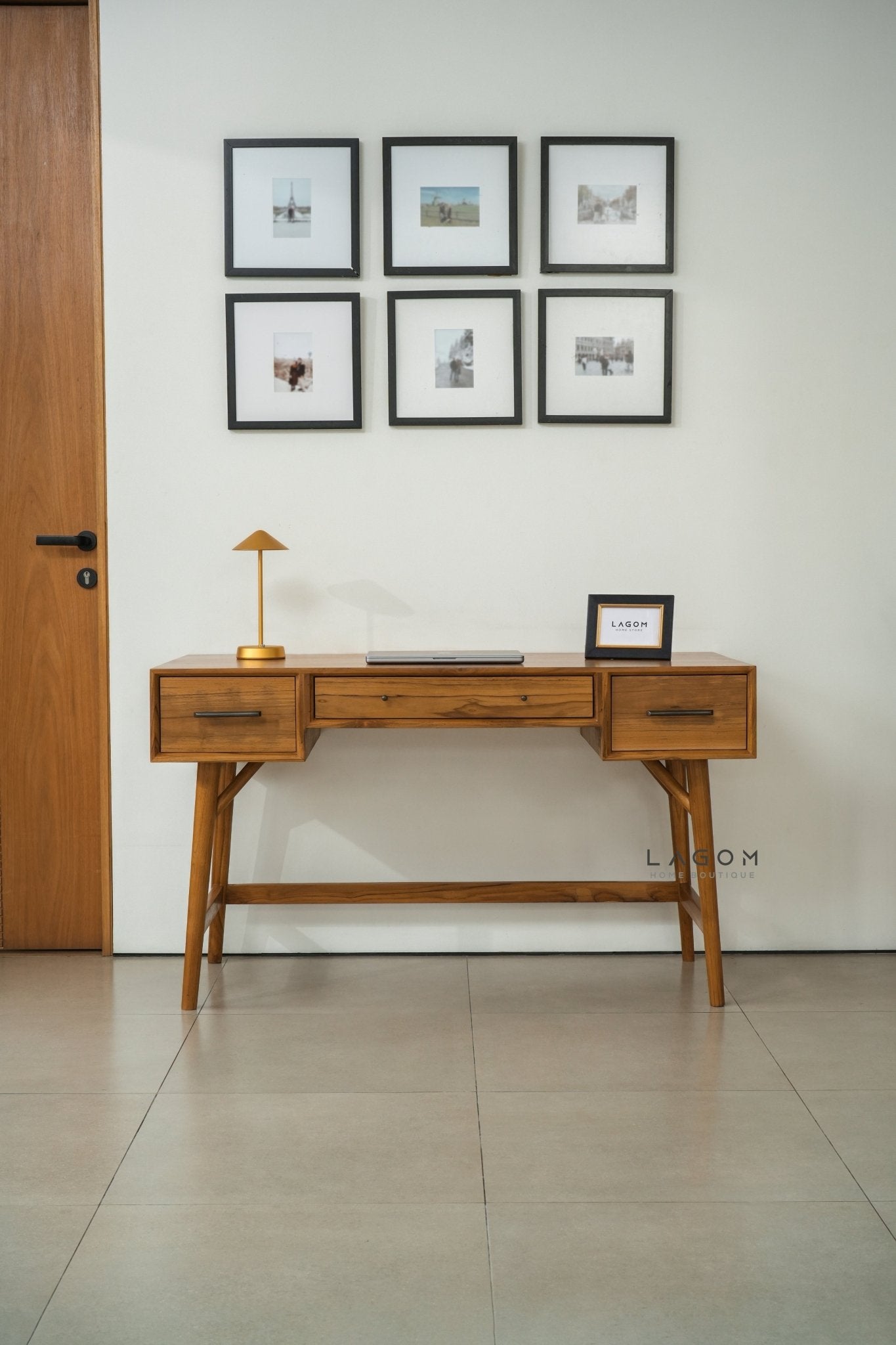 Teak Wood Desk with Seamless Drawers - Desk - Lagom Home Boutique