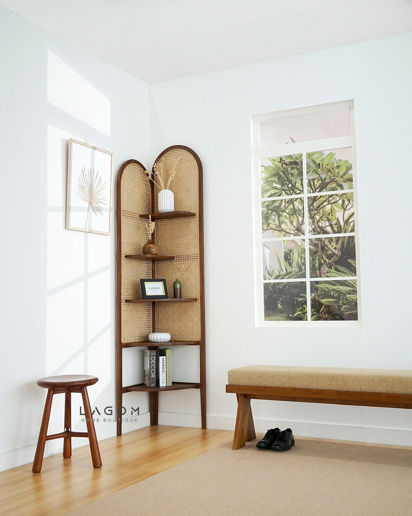 Teak Wood Mini Bar Stool - Bar Stool - Lagom Home Boutique