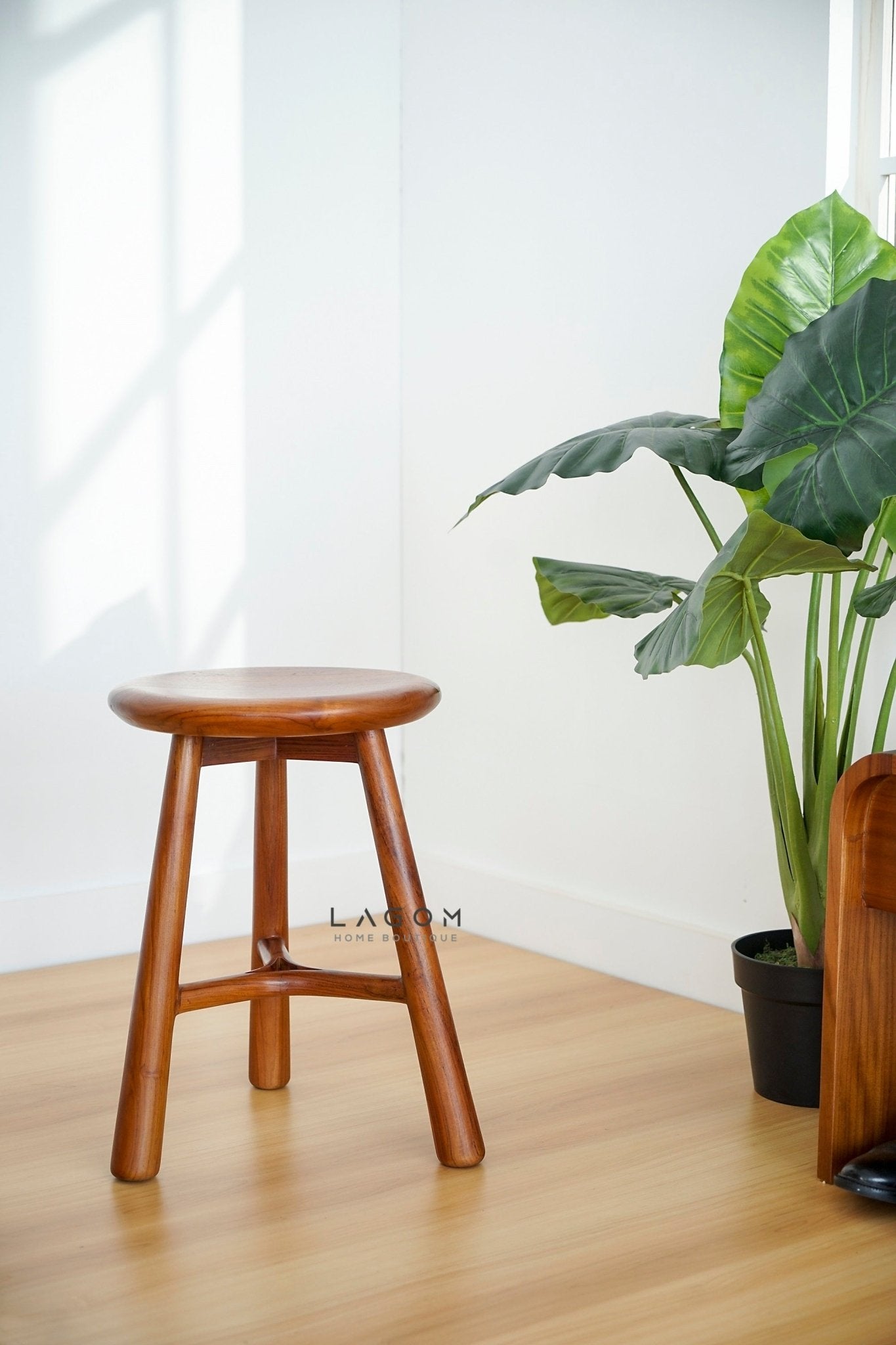 Teak Wood Mini Bar Stool - Bar Stool - Lagom Home Boutique