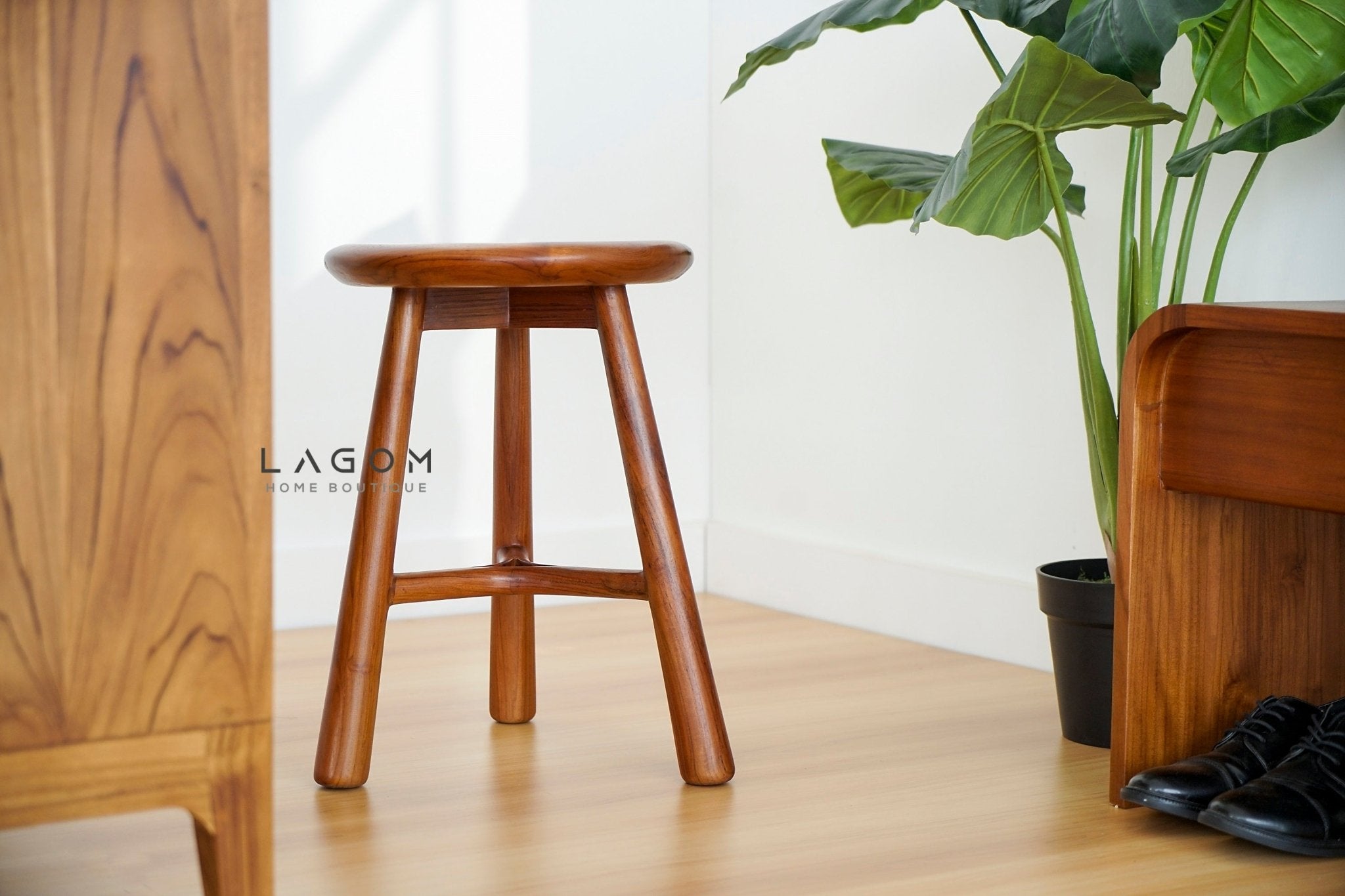 Teak Wood Mini Bar Stool - Bar Stool - Lagom Home Boutique