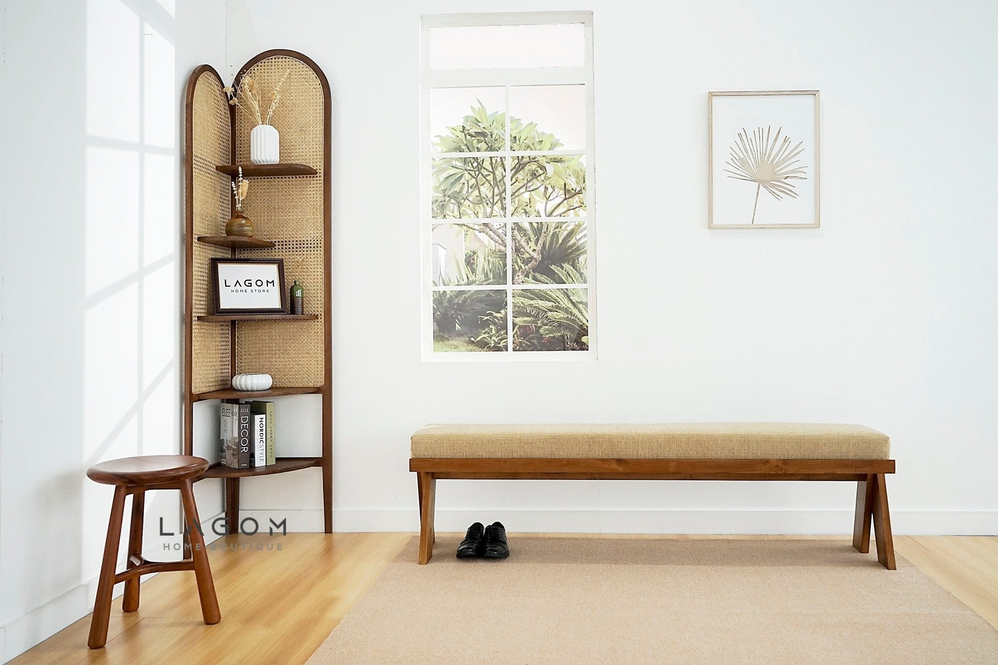 Teak Wood Mini Bar Stool - Bar Stool - Lagom Home Boutique