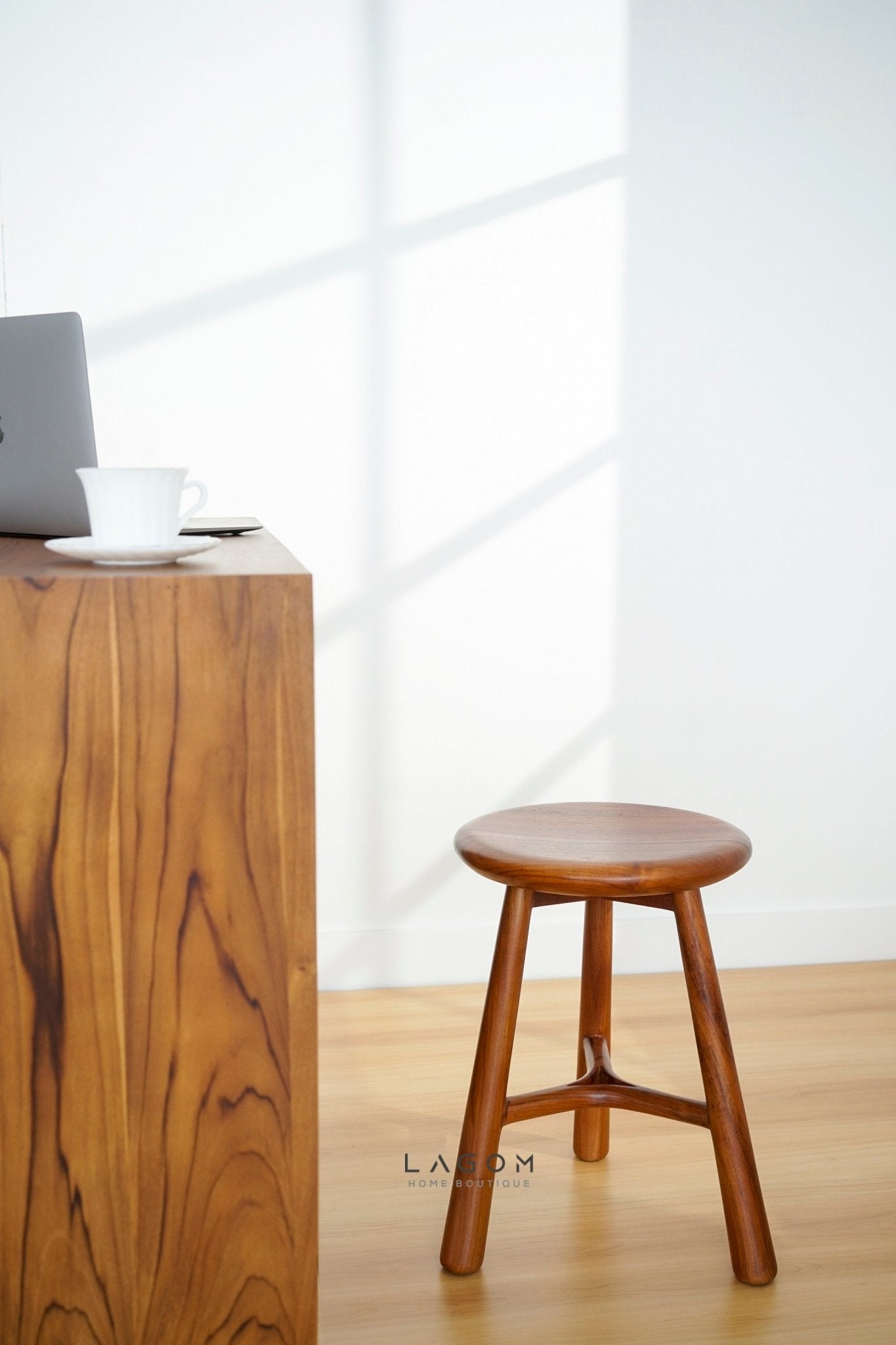 Teak Wood Mini Bar Stool - Bar Stool - Lagom Home Boutique