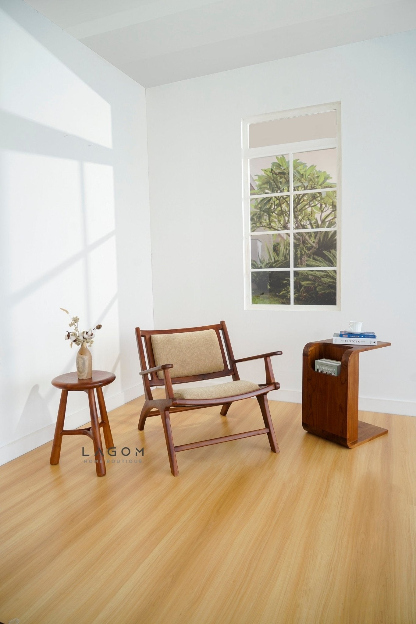 Teak Wood Mini Bar Stool - Bar Stool - Lagom Home Boutique
