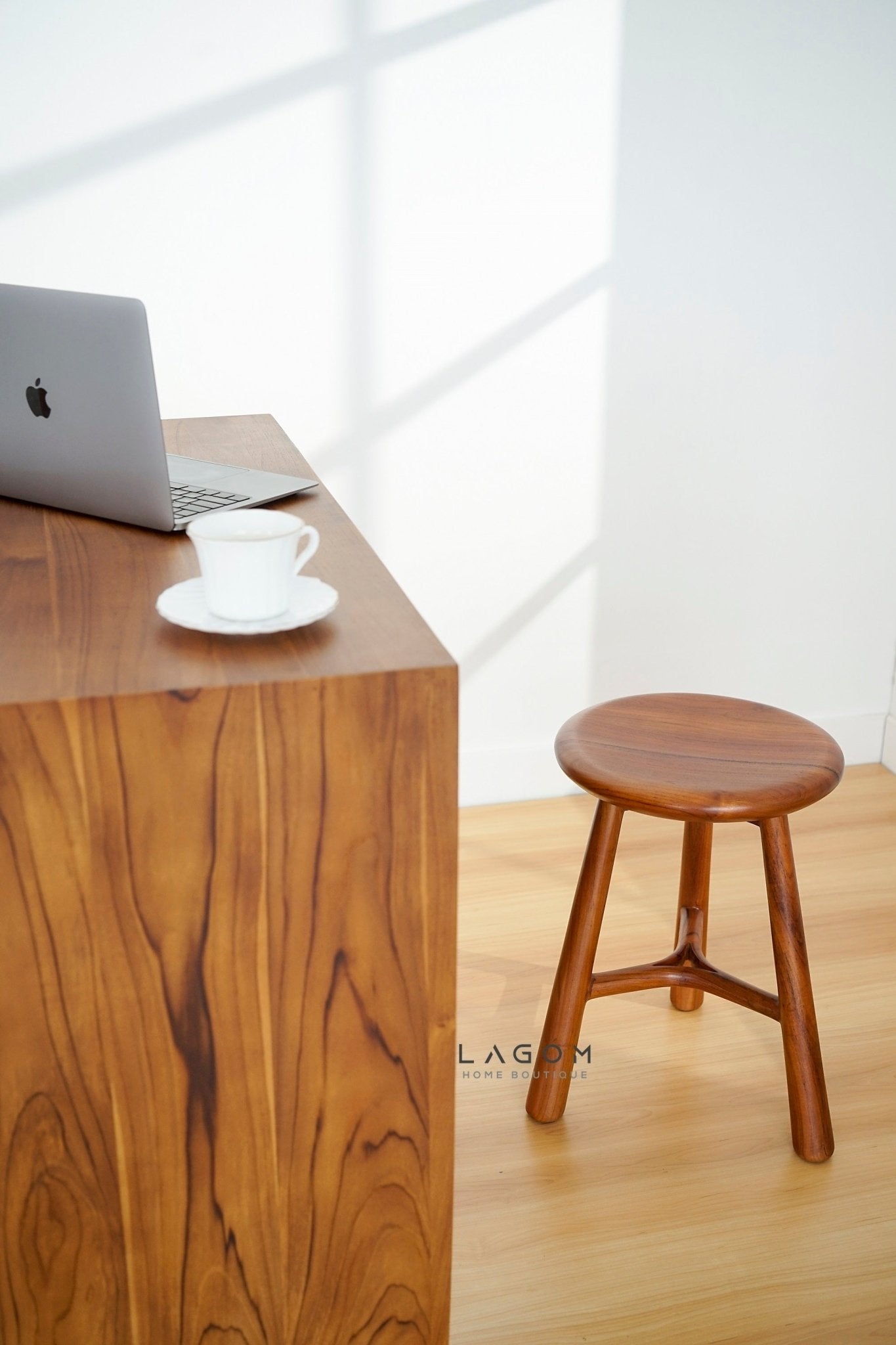 Teak Wood Mini Bar Stool - Bar Stool - Lagom Home Boutique