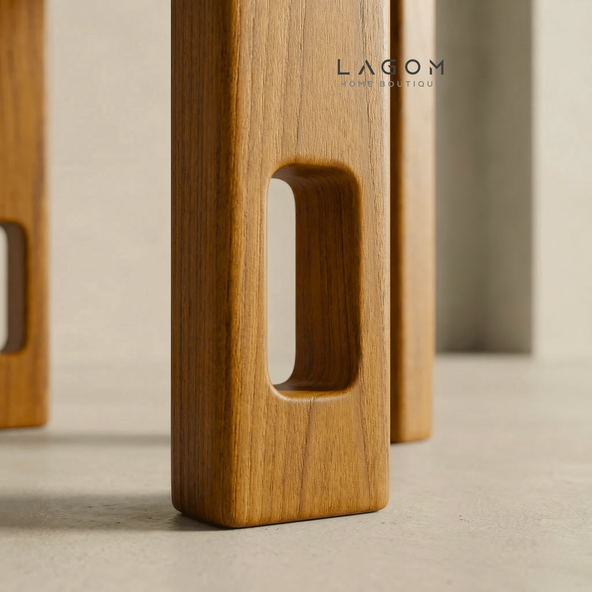 Teak Wood Stackable Stools - Set of 4 - Stool - Lagom Home Boutique