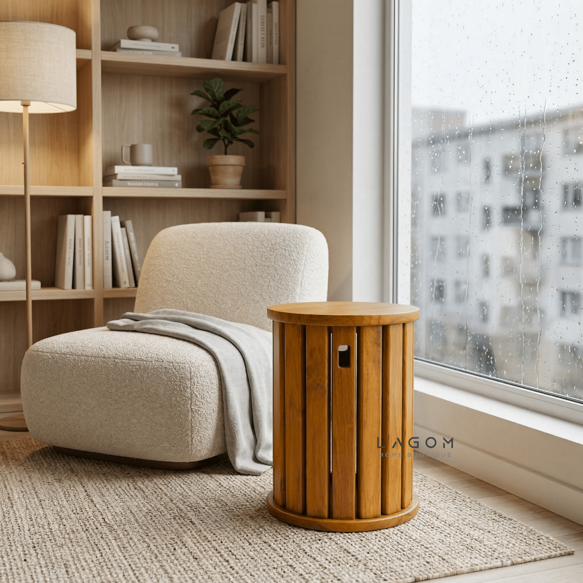 Teak Wood Stackable Stools - Set of 4 - Stool - Lagom Home Boutique
