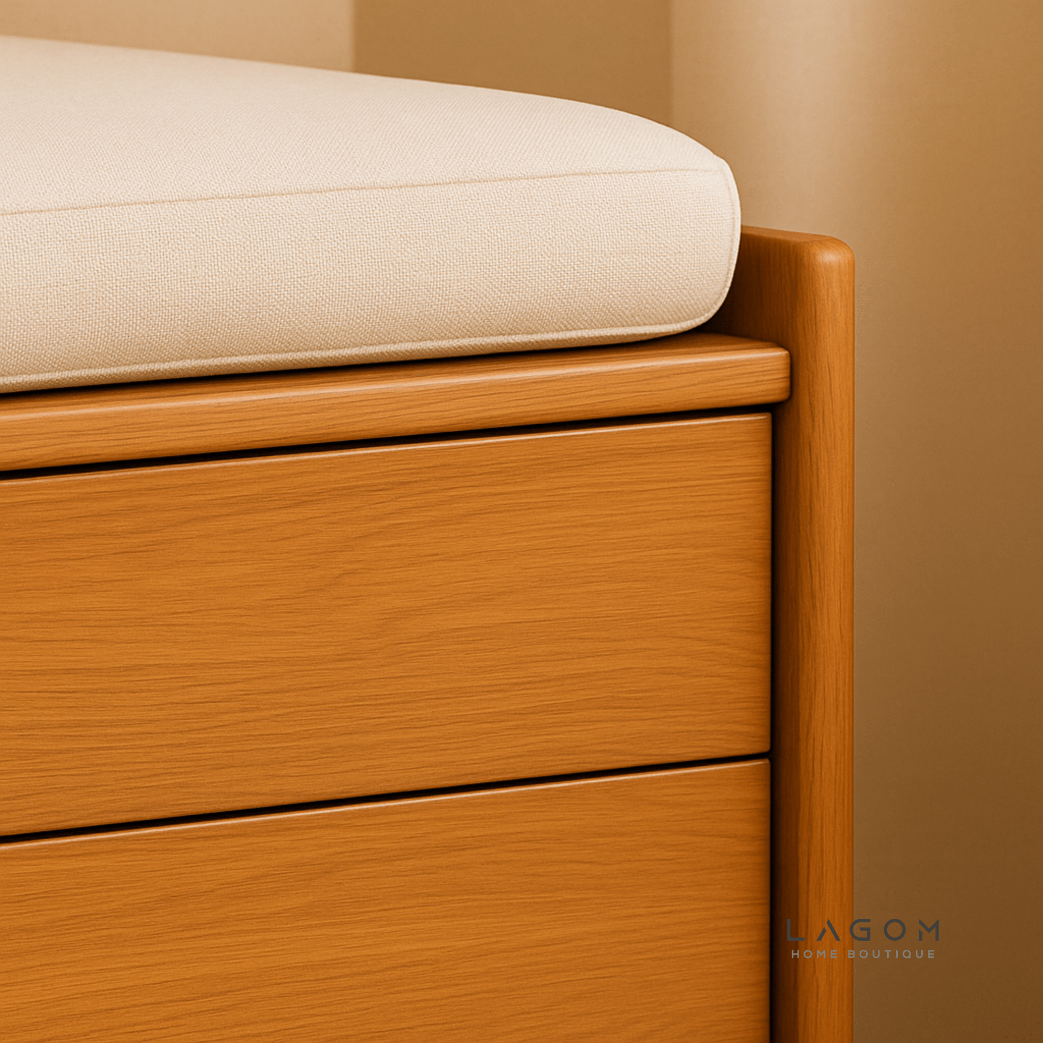 Teak Wood Storage Bench with 3 Drawers - Bench - Lagom Home Boutique