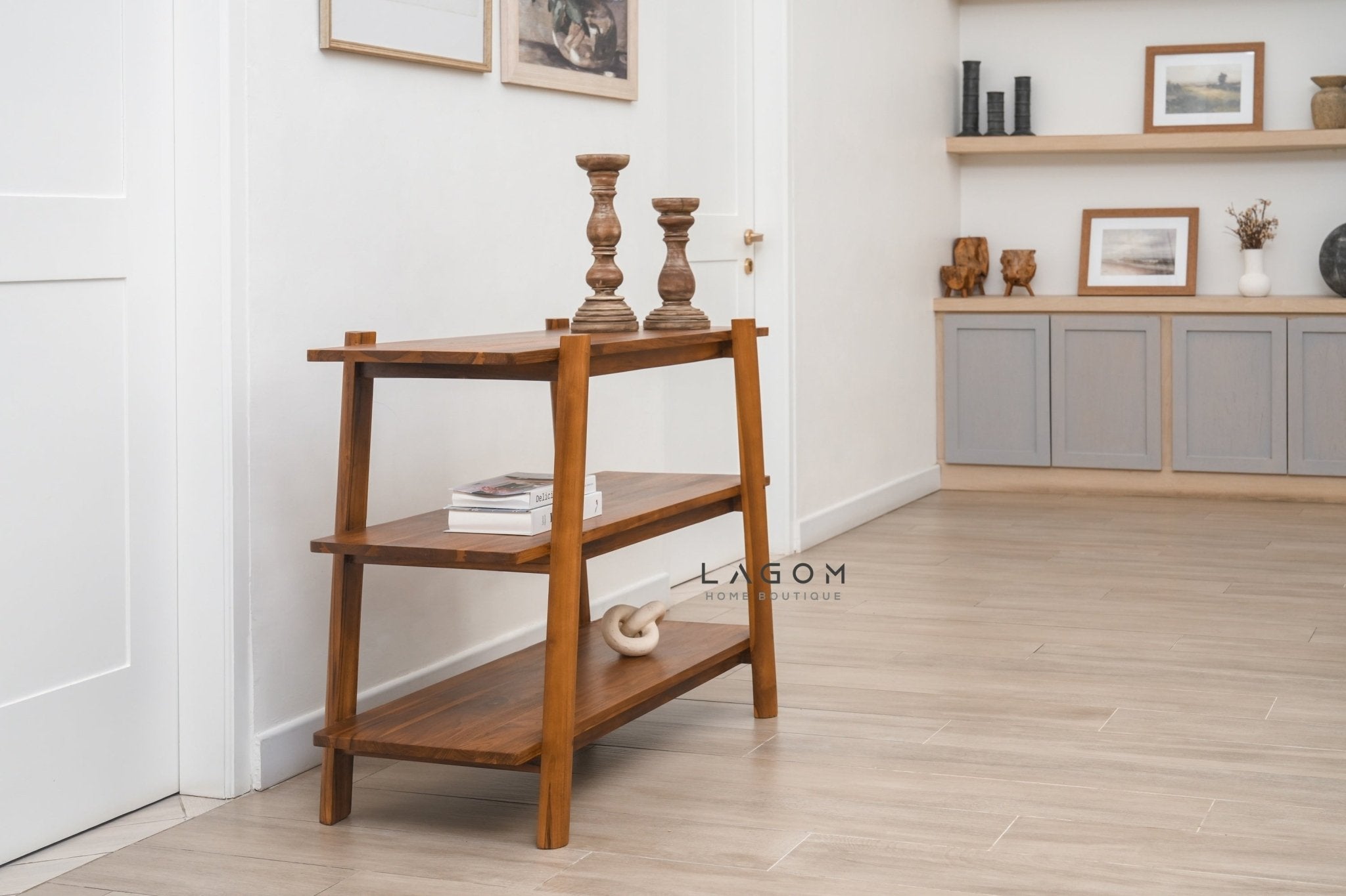 Three - Tiered Teak Console Table - Console Table - Lagom Home Boutique