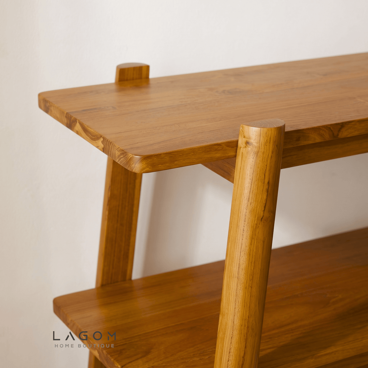 Three-Tiered Teak Console Table-Console Table-Lagom Home Boutique