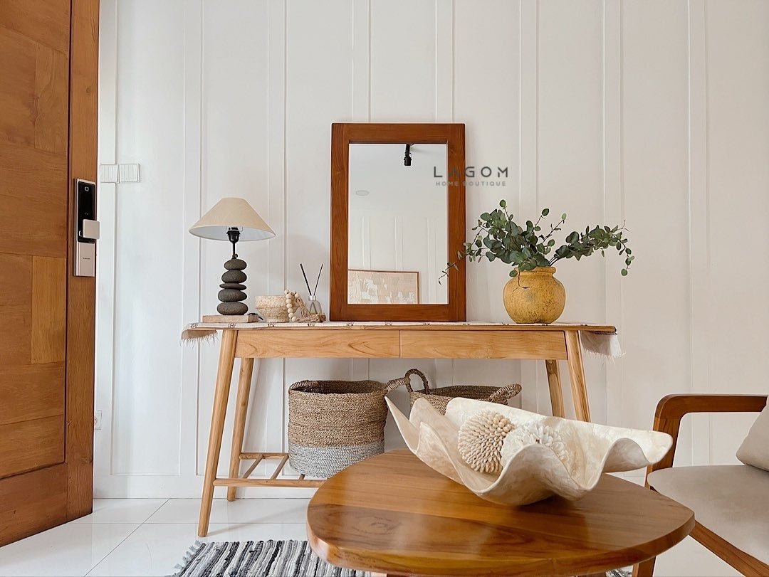 Timeless Rectangular Mirror in Teak Wood - Mirror - Lagom Home Boutique