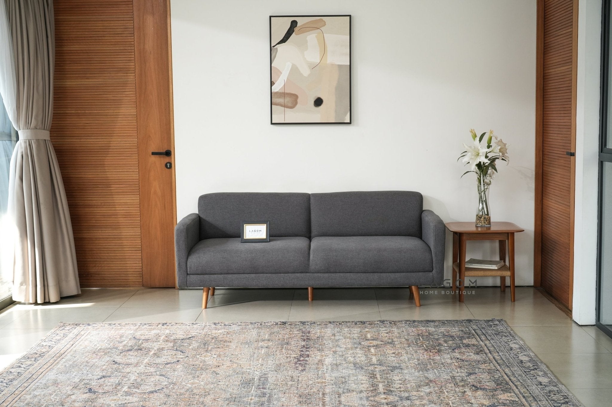 Timeless Side Table in Teak Wood & Premium Loom - Side Table - Lagom Home Boutique