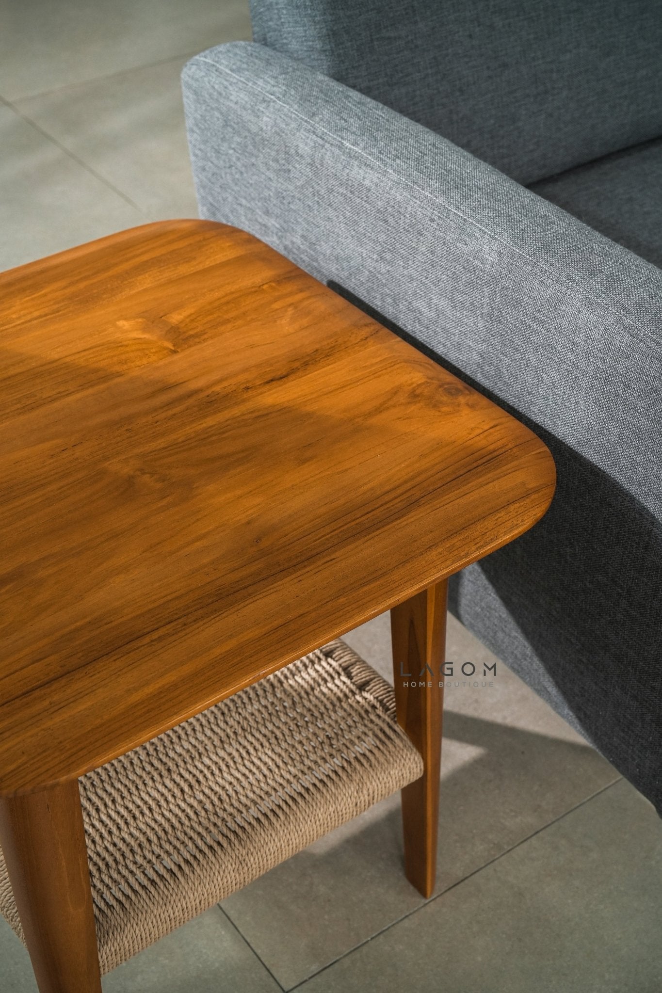 Timeless Side Table in Teak Wood & Premium Loom - Side Table - Lagom Home Boutique