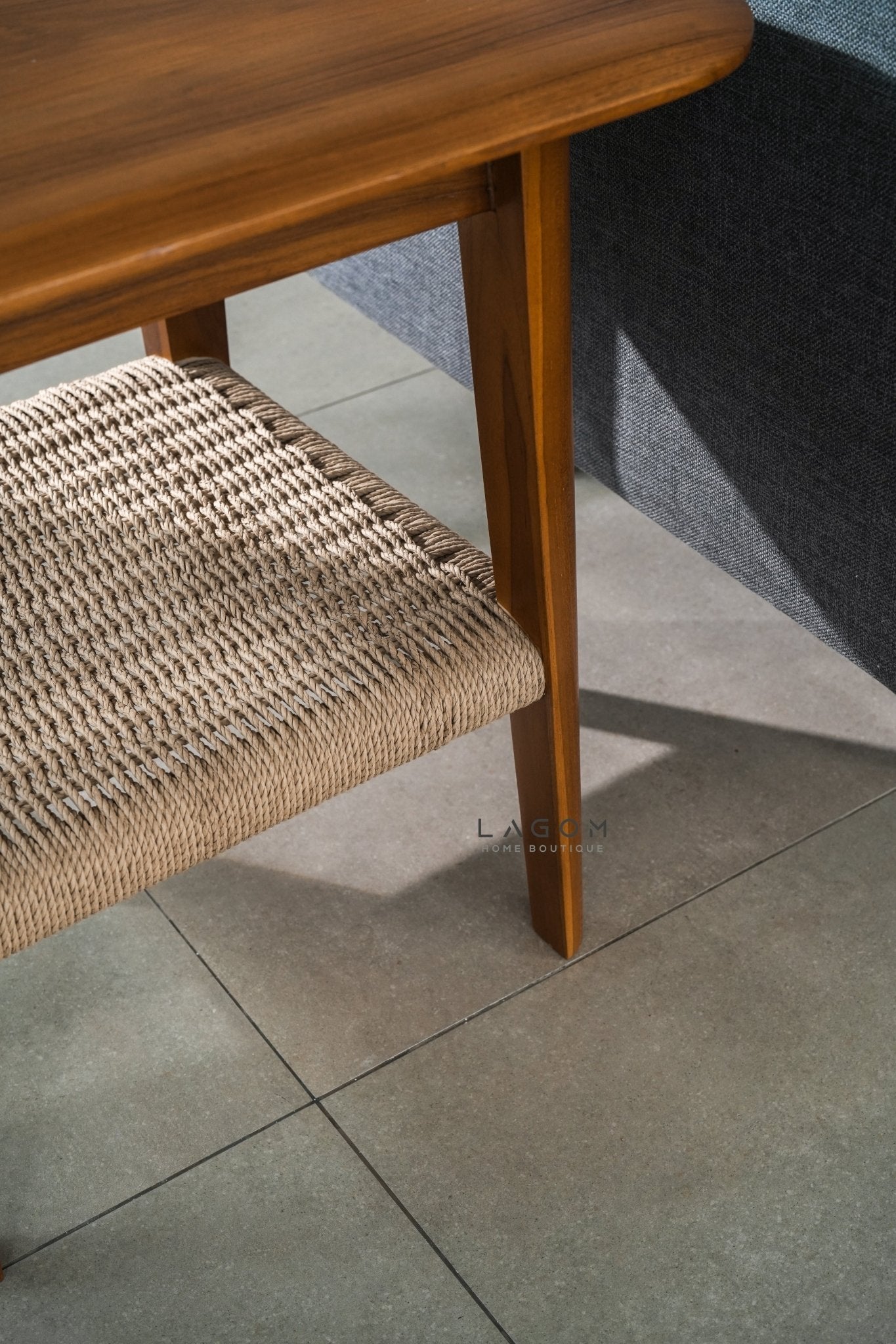 Timeless Side Table in Teak Wood & Premium Loom - Side Table - Lagom Home Boutique