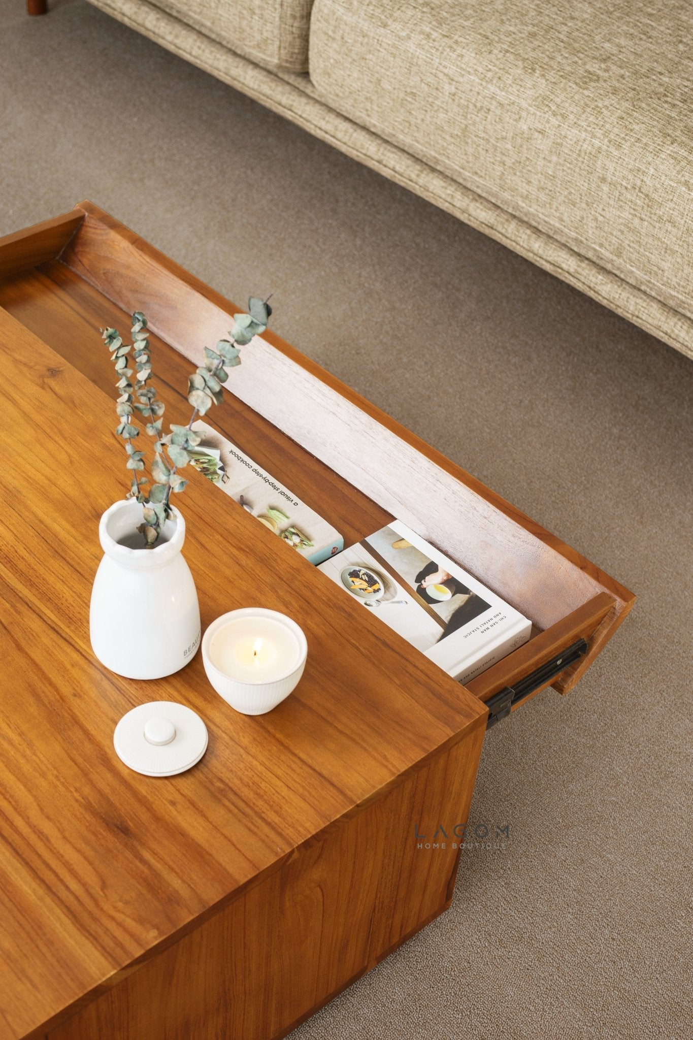 Timeless Teak Coffee Table with Seamless Storage - Coffee Table - Lagom Home Boutique