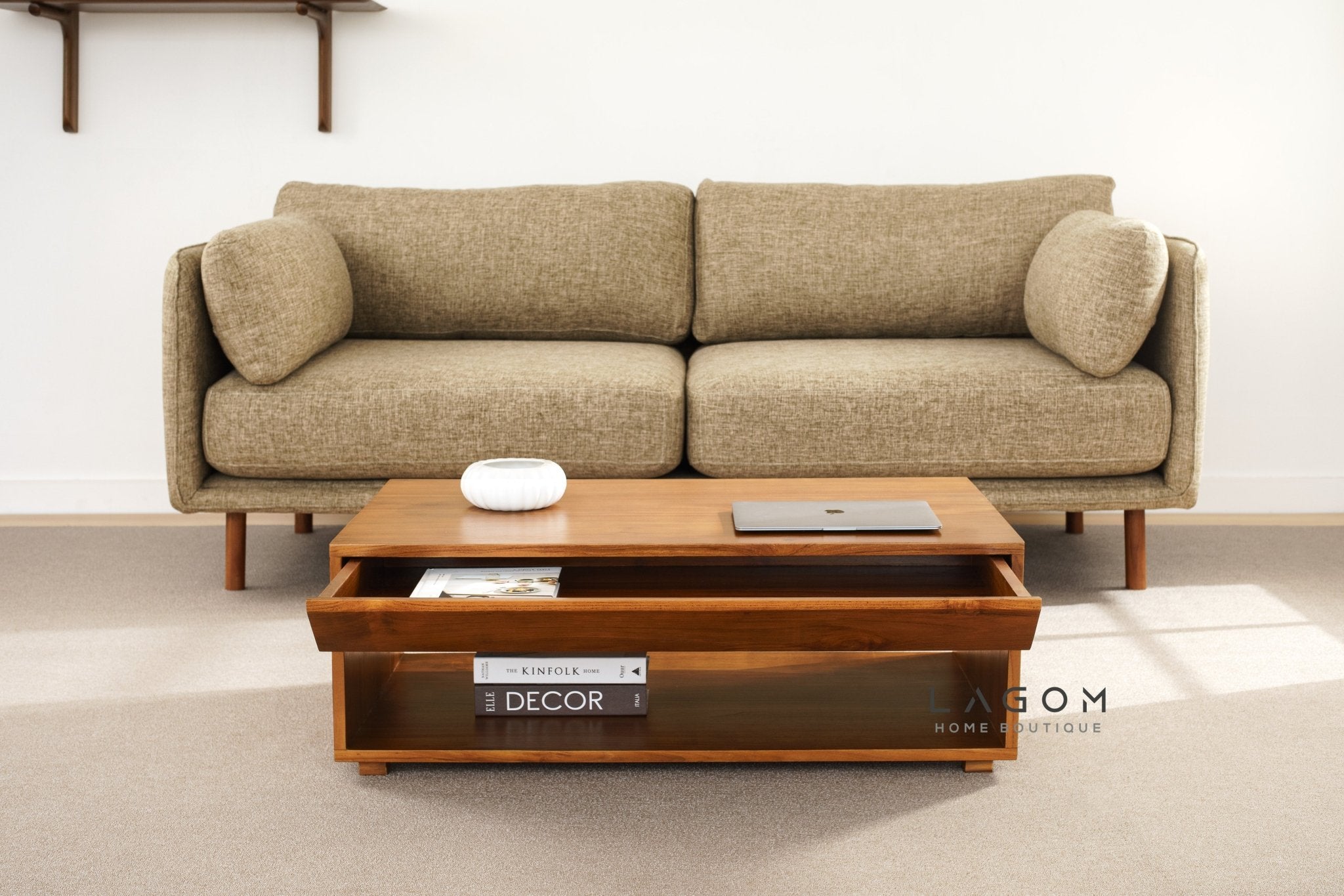 Timeless Teak Coffee Table with Seamless Storage - Coffee Table - Lagom Home Boutique