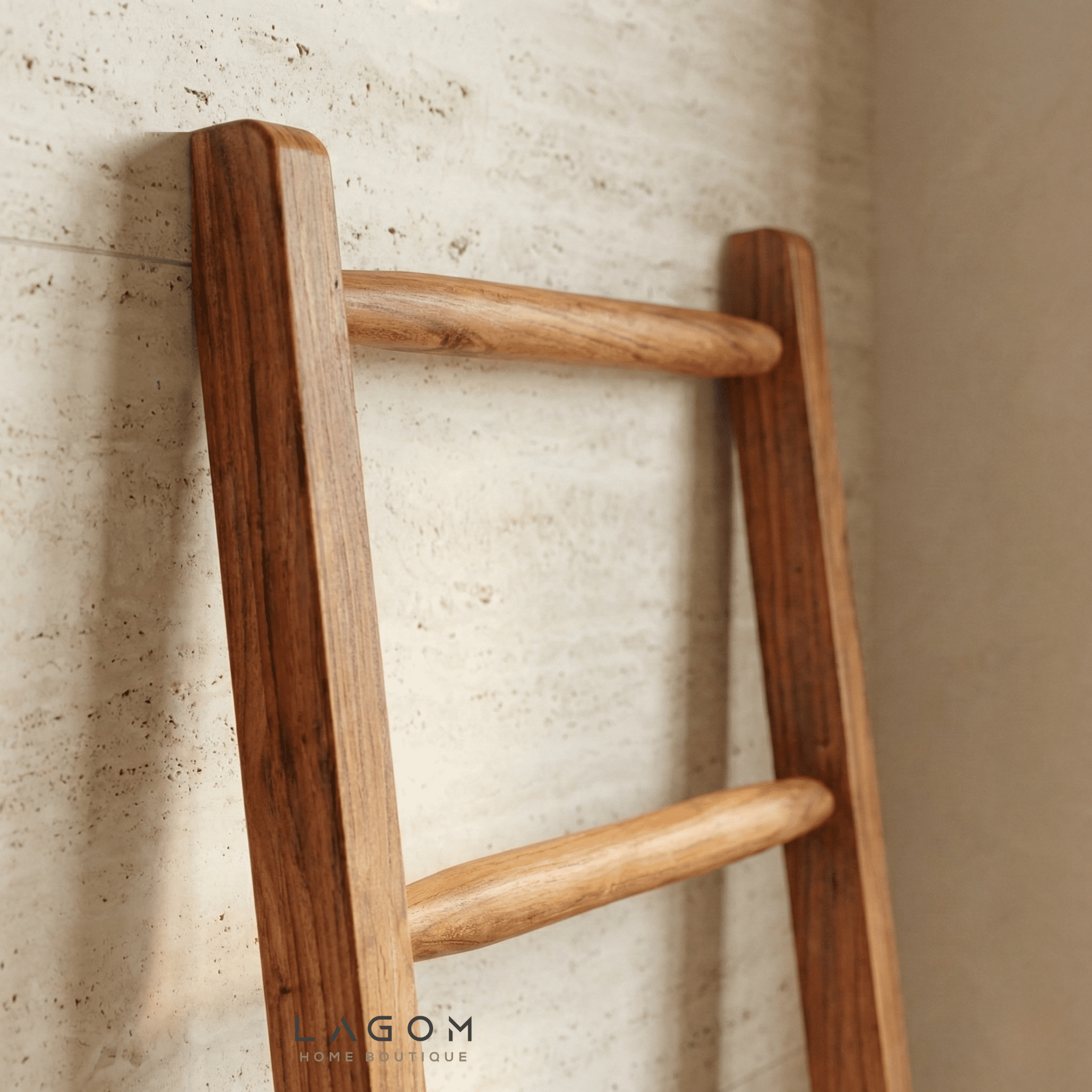 Towel / Blanket Ladder in Solid Teak - Towel Rack - Lagom Home Boutique