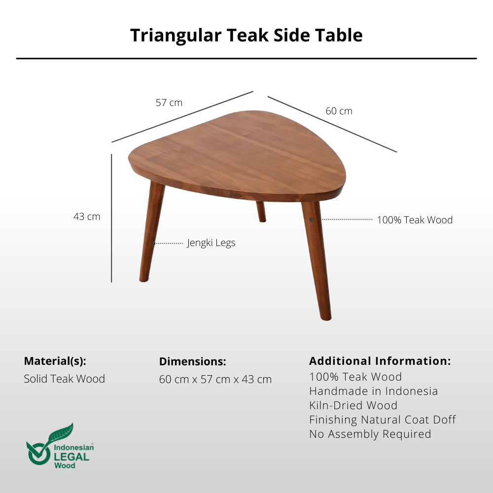 Triangular Teak Side Table - Side Table - Lagom Home Boutique