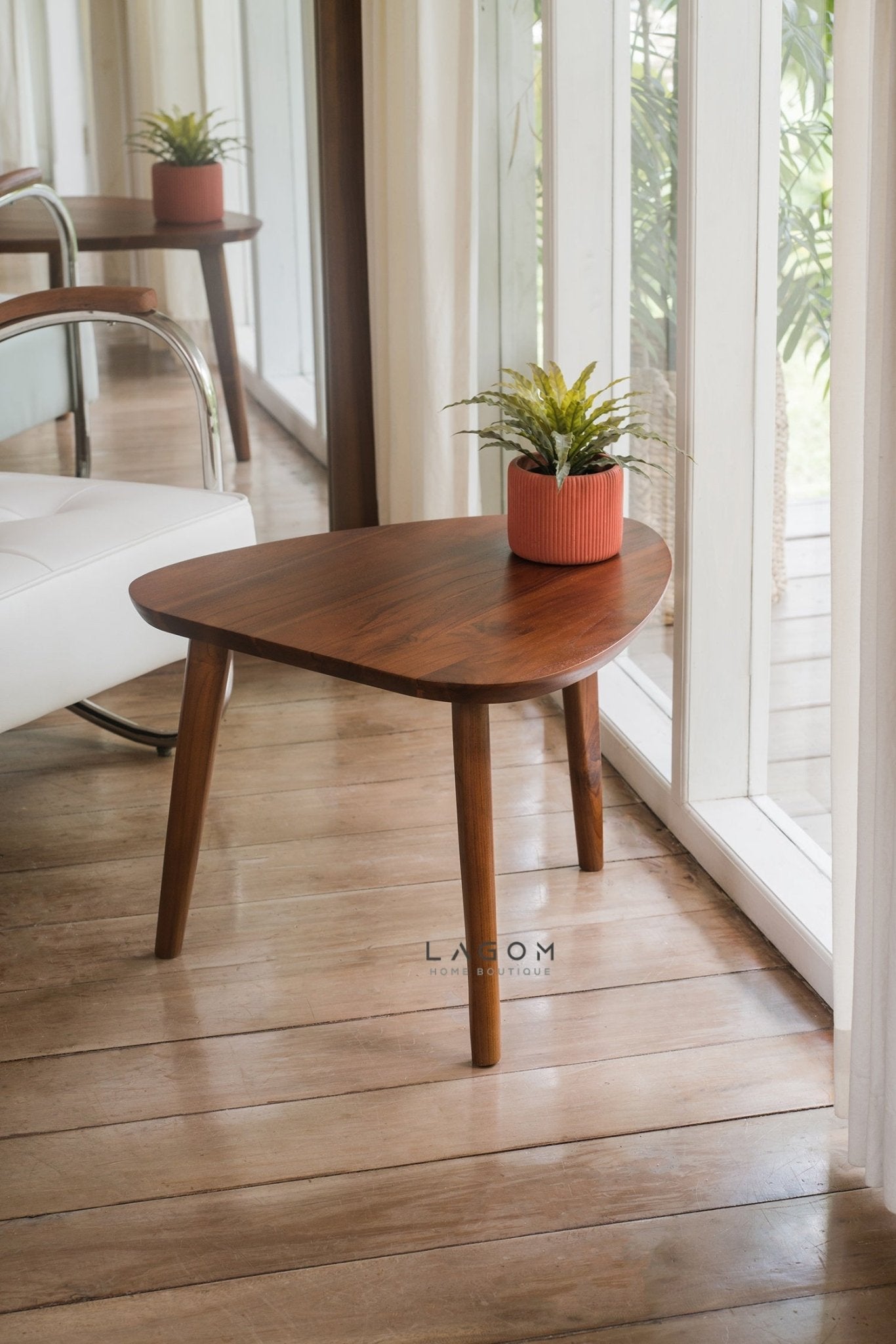 Triangular Teak Side Table - Side Table - Lagom Home Boutique