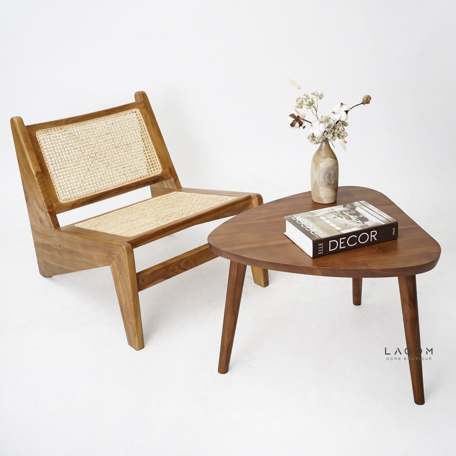 Triangular Teak Side Table - Side Table - Lagom Home Boutique