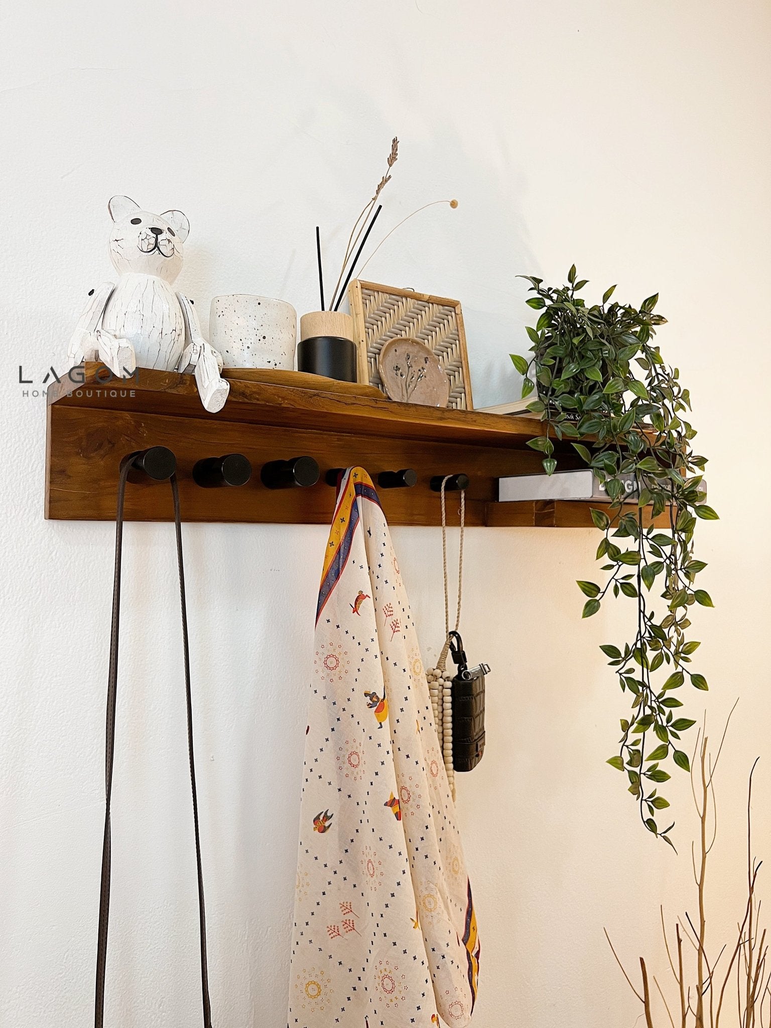 Wall Coat Hanger in Solid Teak - Wall Coat Hanger - Lagom Home Boutique