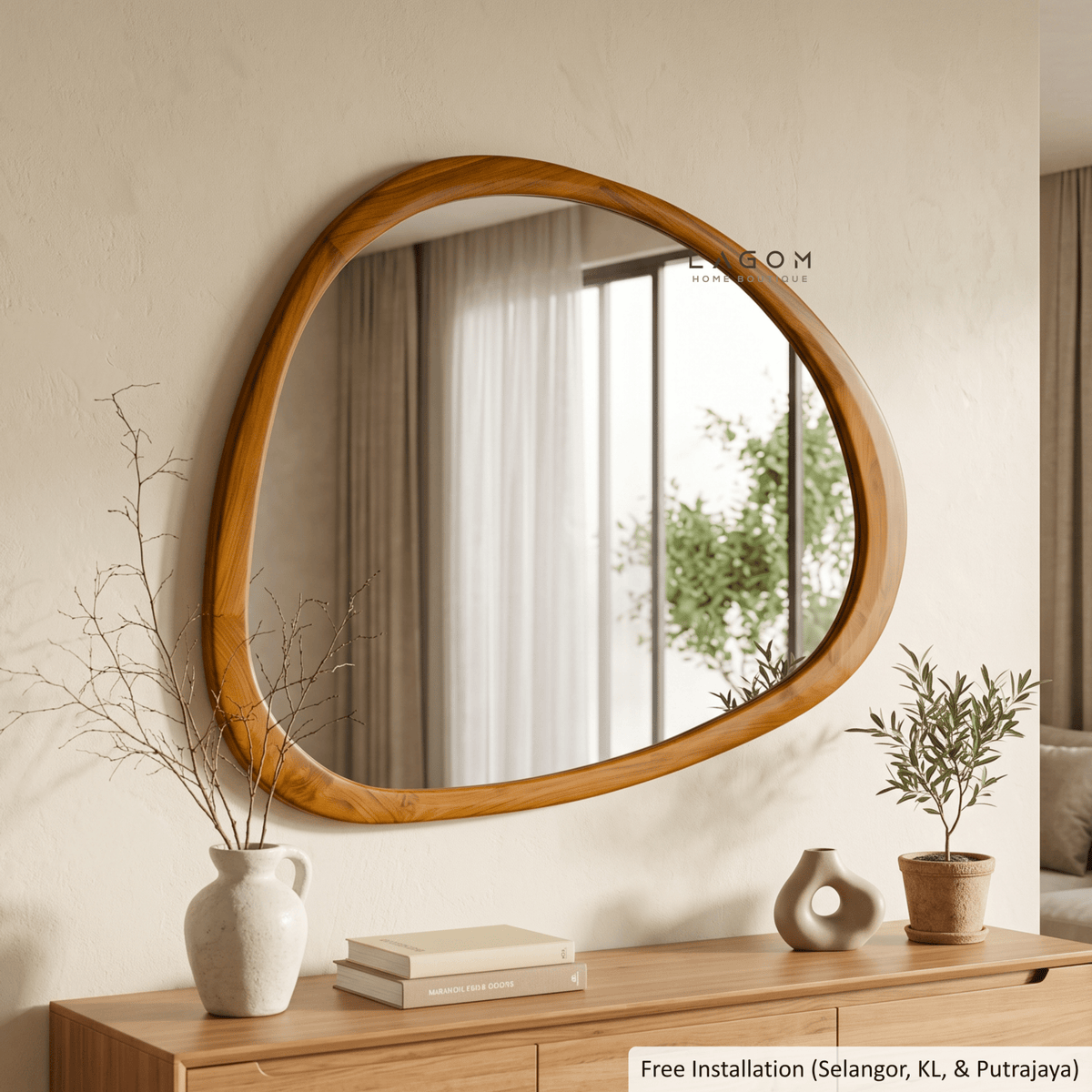 127 cm Hanging Teak Mirror | Timeless Design-Mirror-Lagom Home Boutique