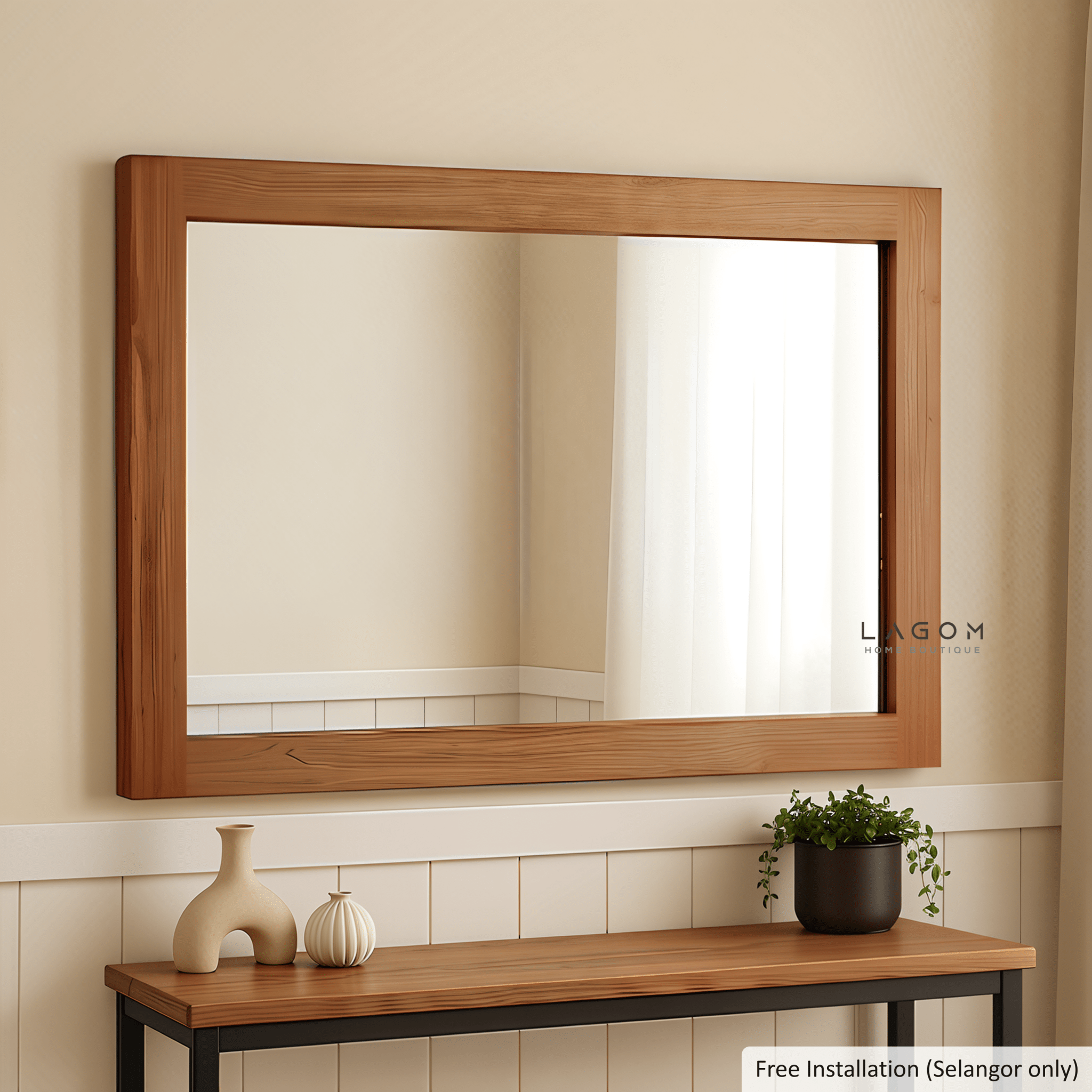 150 cm Rectangular Teak Wood Mirror - Mirror - Lagom Home Boutique