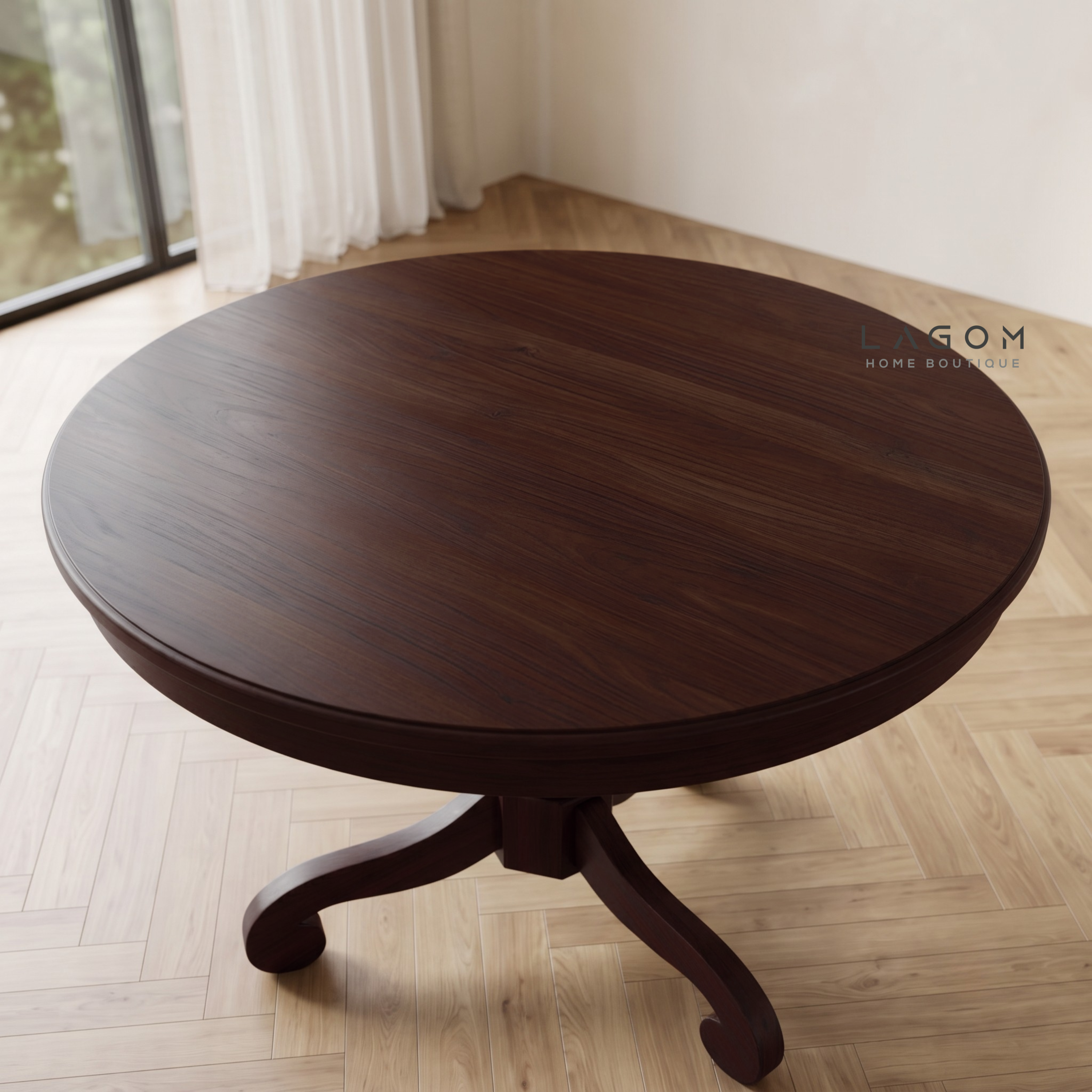 Solid Teak Round Pedestal Table