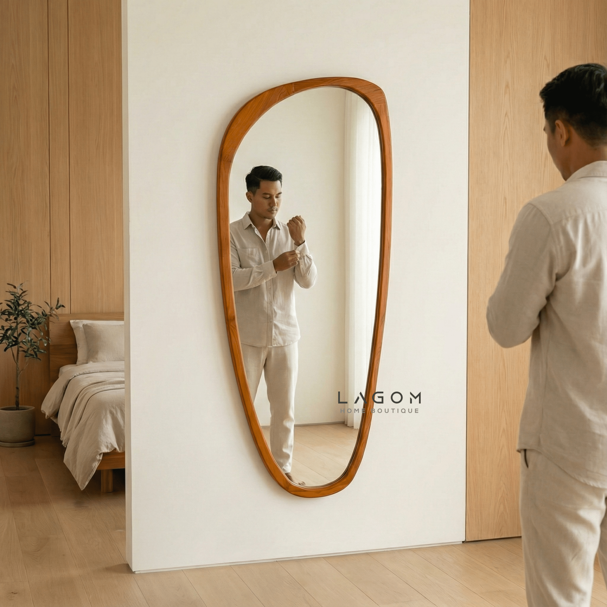 167 cm Full - Body Teak Wall Mirror - Mirror - Lagom Home Boutique