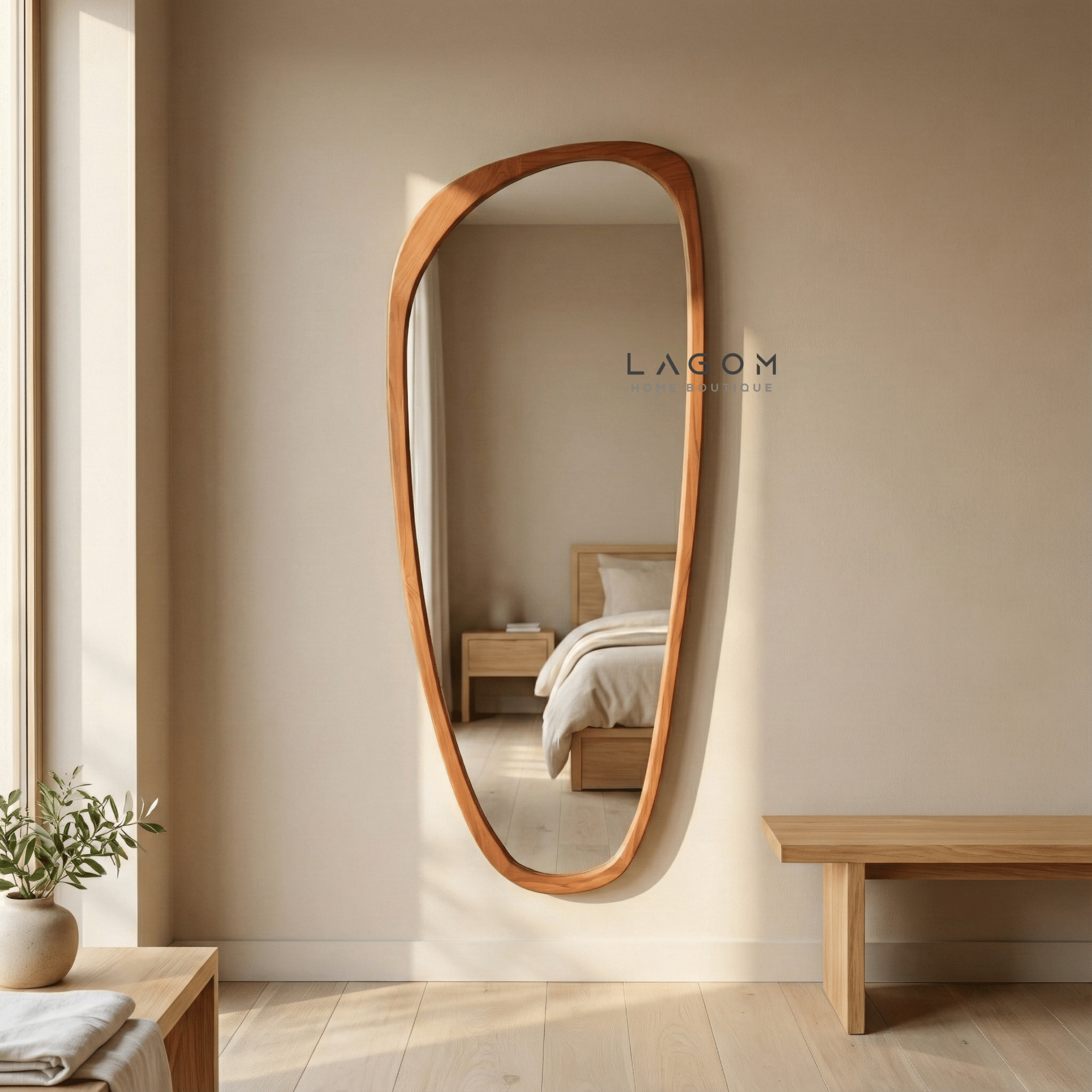 167 cm Full - Body Teak Wall Mirror - Mirror - Lagom Home Boutique