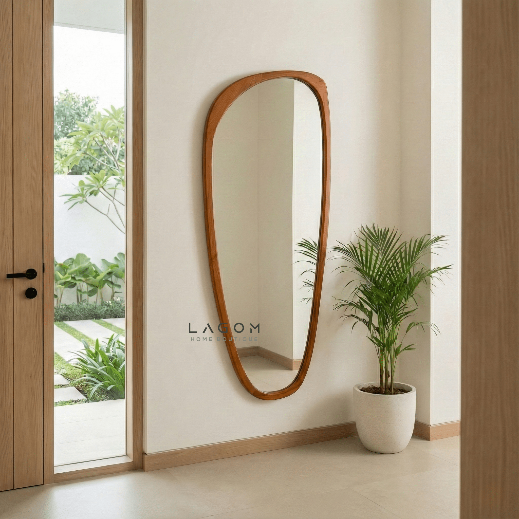 167 cm Full - Body Teak Wall Mirror - Mirror - Lagom Home Boutique