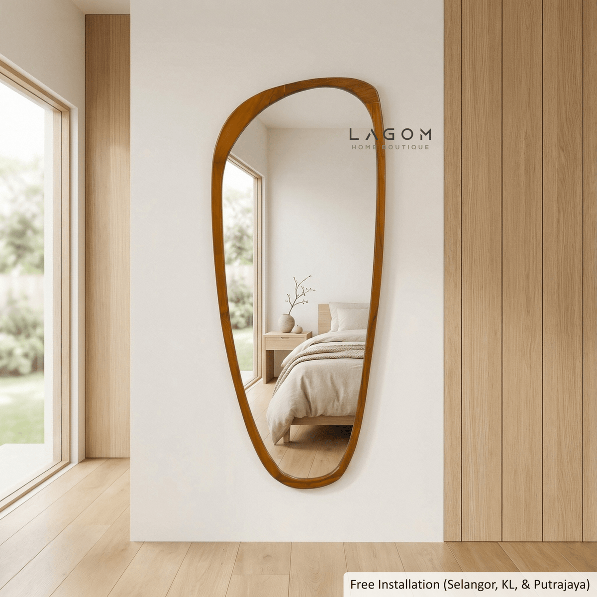 167 cm Full-Body Teak Wall Mirror-Mirror-Lagom Home Boutique