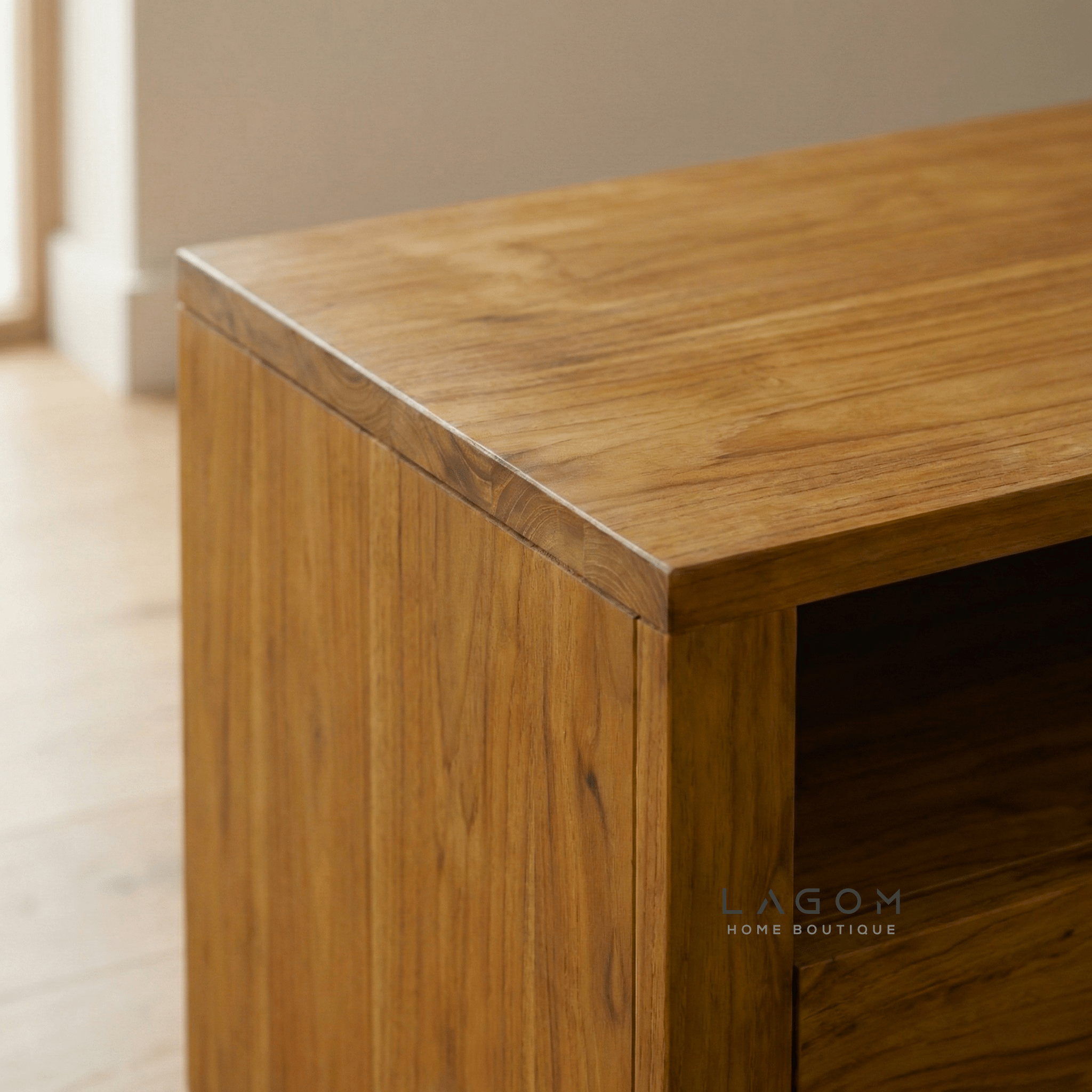 180 cm Solid Teak TV Cabinet – 3 Seamless Drawers - TV Cabinet - Lagom Home Boutique