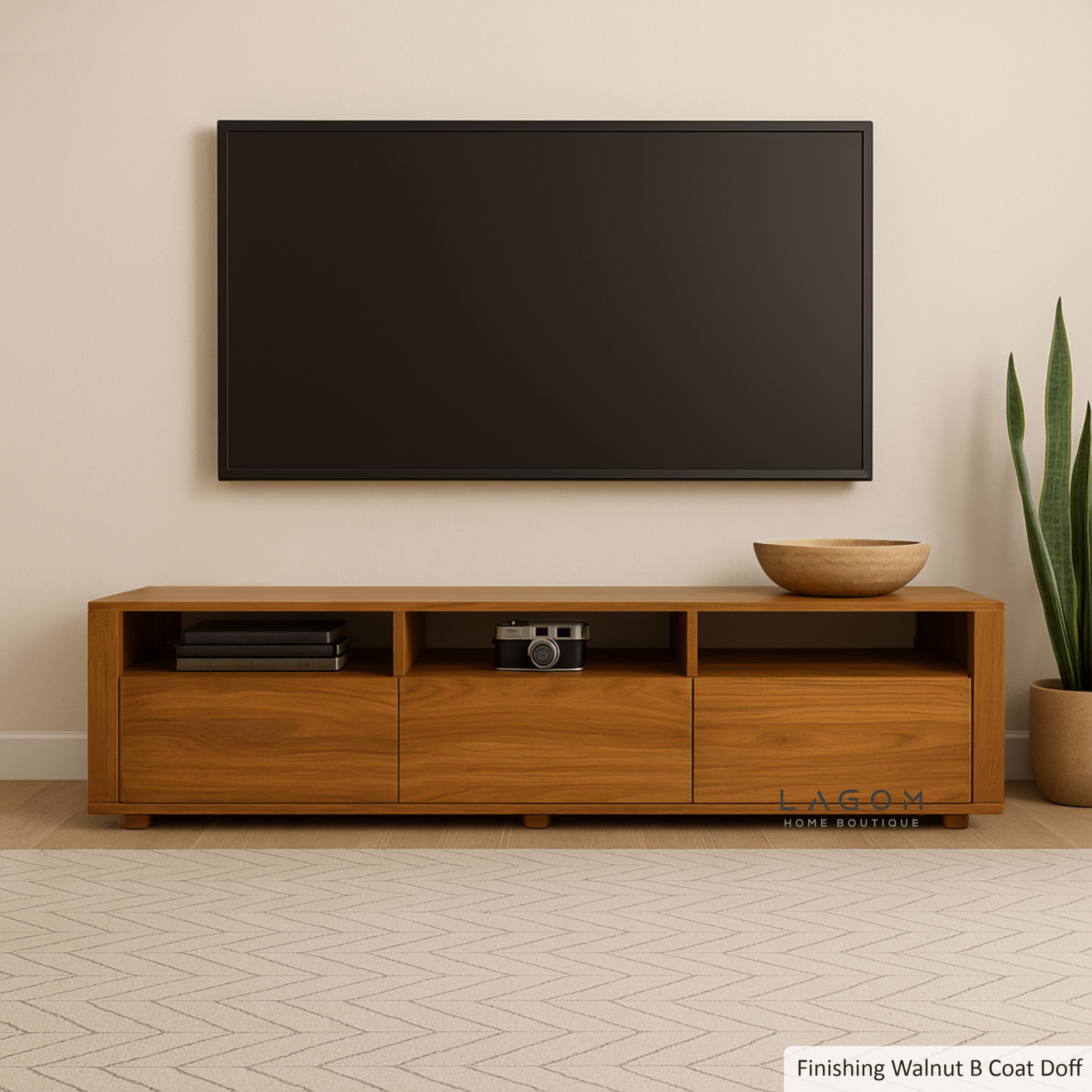 180 cm Solid Teak Wood TV Stand - TV Cabinet - Lagom Home Boutique